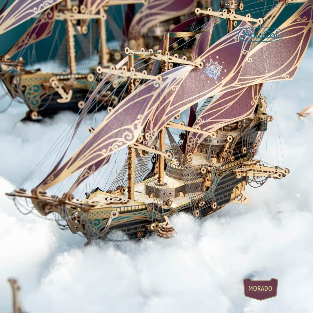 The Marítima Aventuras del Barco Pirata Sparrow Puzles 3D para Adultos y Niños para Construir Morado Howcat Madera 518 Piezas