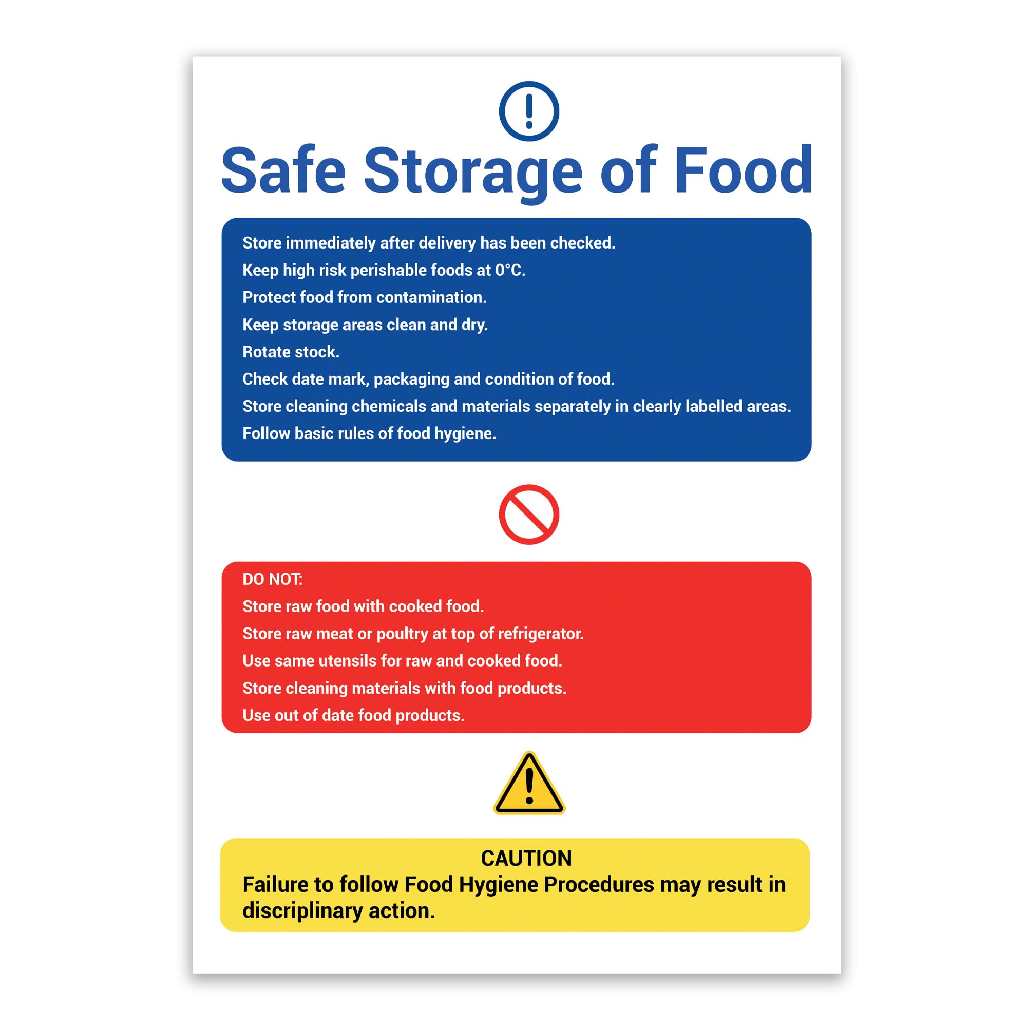 LP Lifestyle Safe Storage of Food Sign - Weatherproof Rust-Free Durable PVC Notice for Commercial Kitchens Restaurants Cafes Catering Hygiene Workplace No. 090 (A4 (210mm x 297mm) – No Holes)