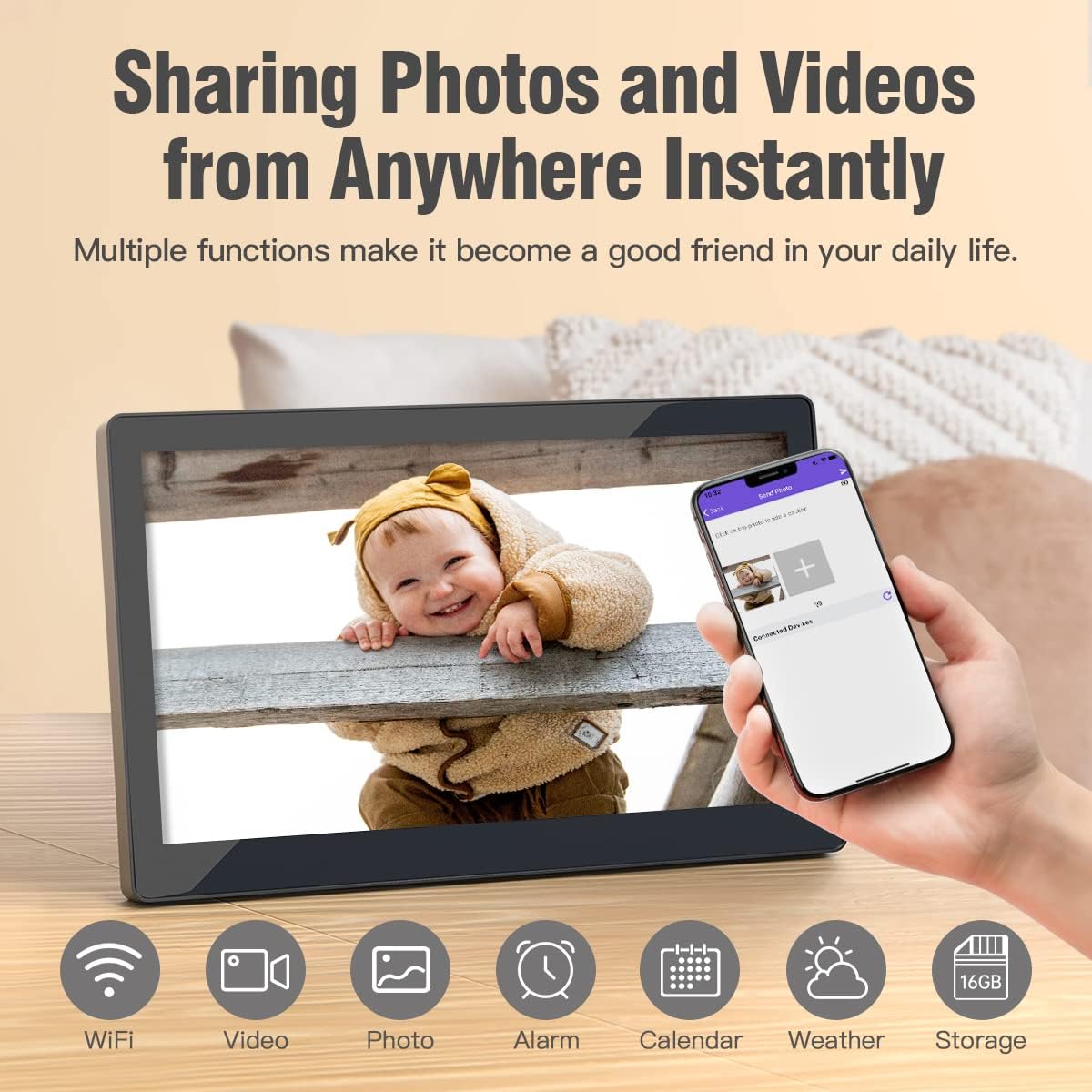 Bеѕt Cуbеr Dеаlѕ 🔥 Brvatoe 15.6 Inch WiFi Digital Picture Frame, 1920x1080 FHD Touch Screen, Effortless to USE, Share Photos and Videos Instantly via Email or App, Large Digital Photo Frame with 16GB Storage