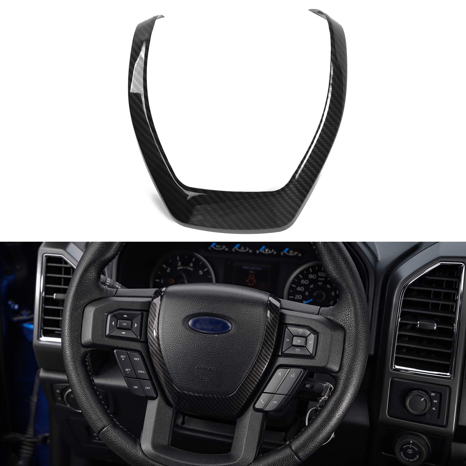 Voodonala Black Grain Steering Wheel Decoration Cover Frame Trim for