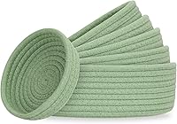 Cazzon 6-Pack Green Cotton Rope Storage Baskets - Cute Round Woven Shelf Bins for Closet, Bedroom, Countertop Organization