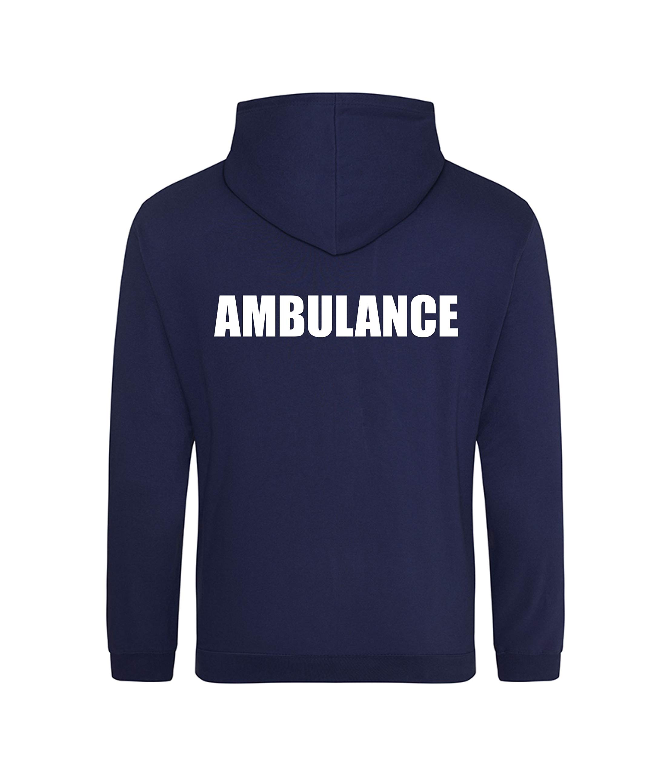Brook Hi Vis Uk Unisex Navy Ambulance Printed Hoodie, Medical Clothing XX-Large