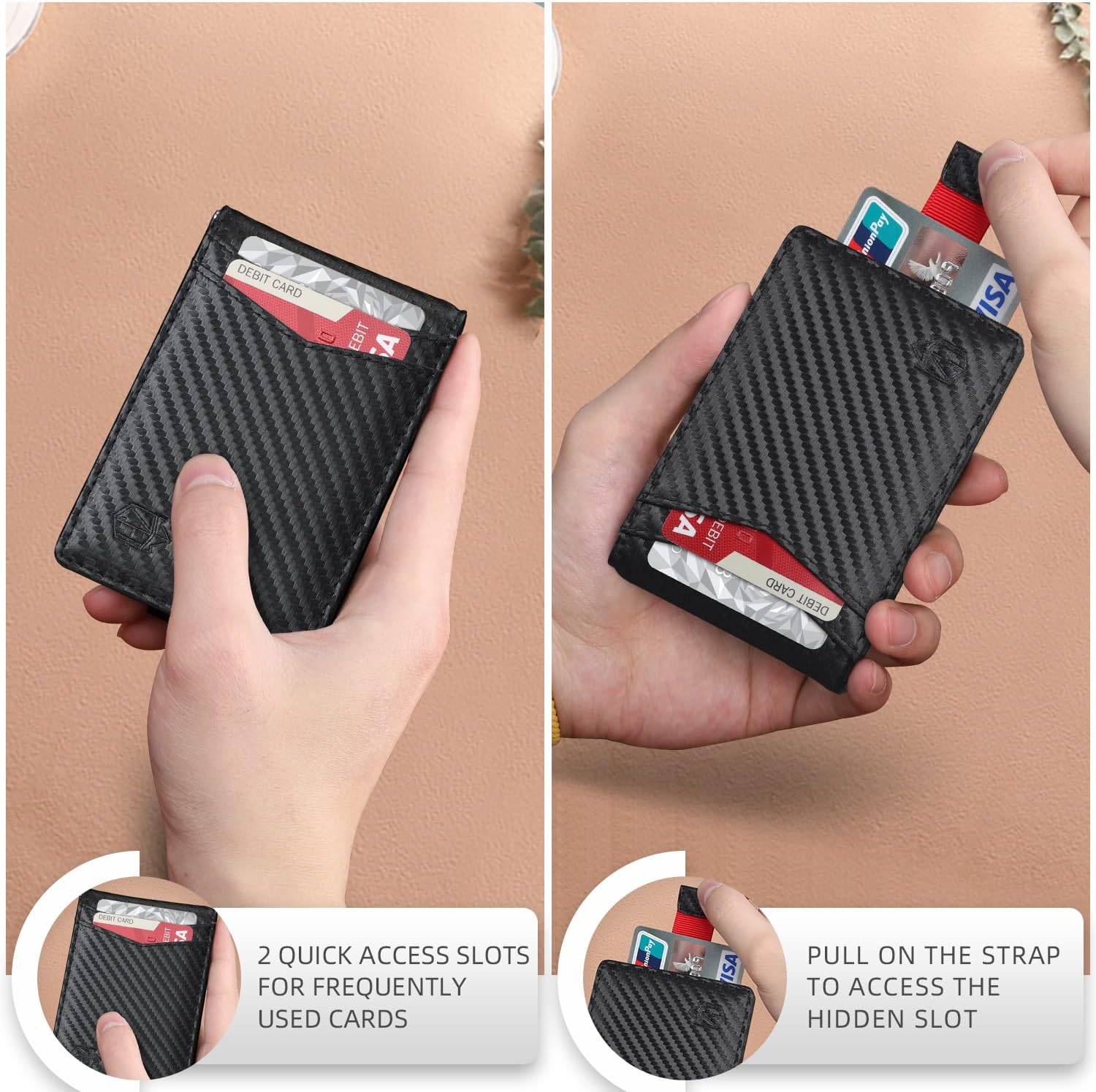 Zitahli Wallet for Men-6 Slots ID Window-Mens Wallets-Slim Wallet Classic Spring Money Clip RFID Blocking-Gift for Men - Image 4