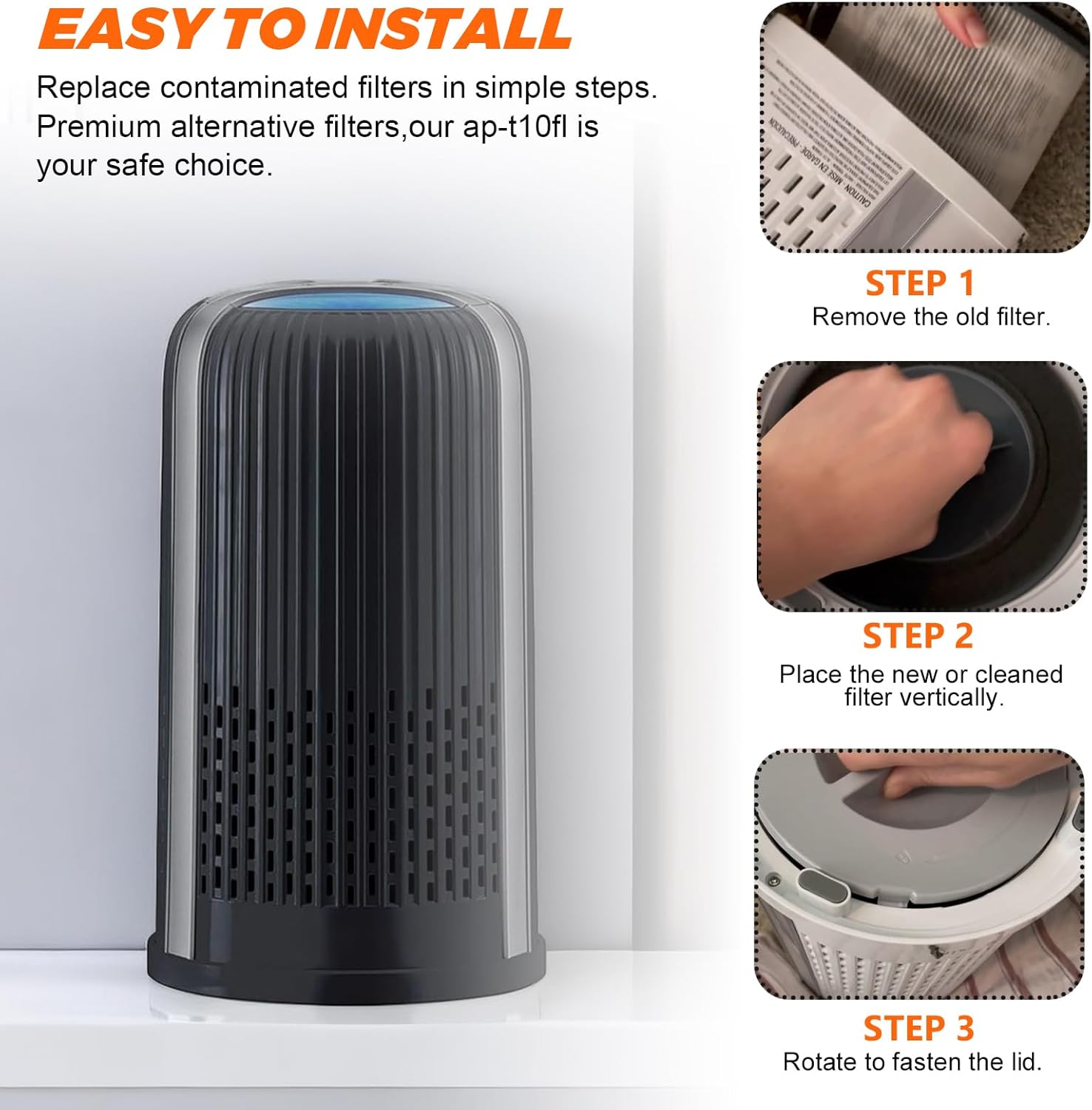 AP-T10FL AP-T10 Air Purifier Filter Replacement for Homedics Air Purifier by Blutoget - Fit for Homedics Total Clean Air Purifier AP-T10-BK AP-T10-WT-360 Degree H13 True HEPA with Activat Carbn 2Pack - Image 7