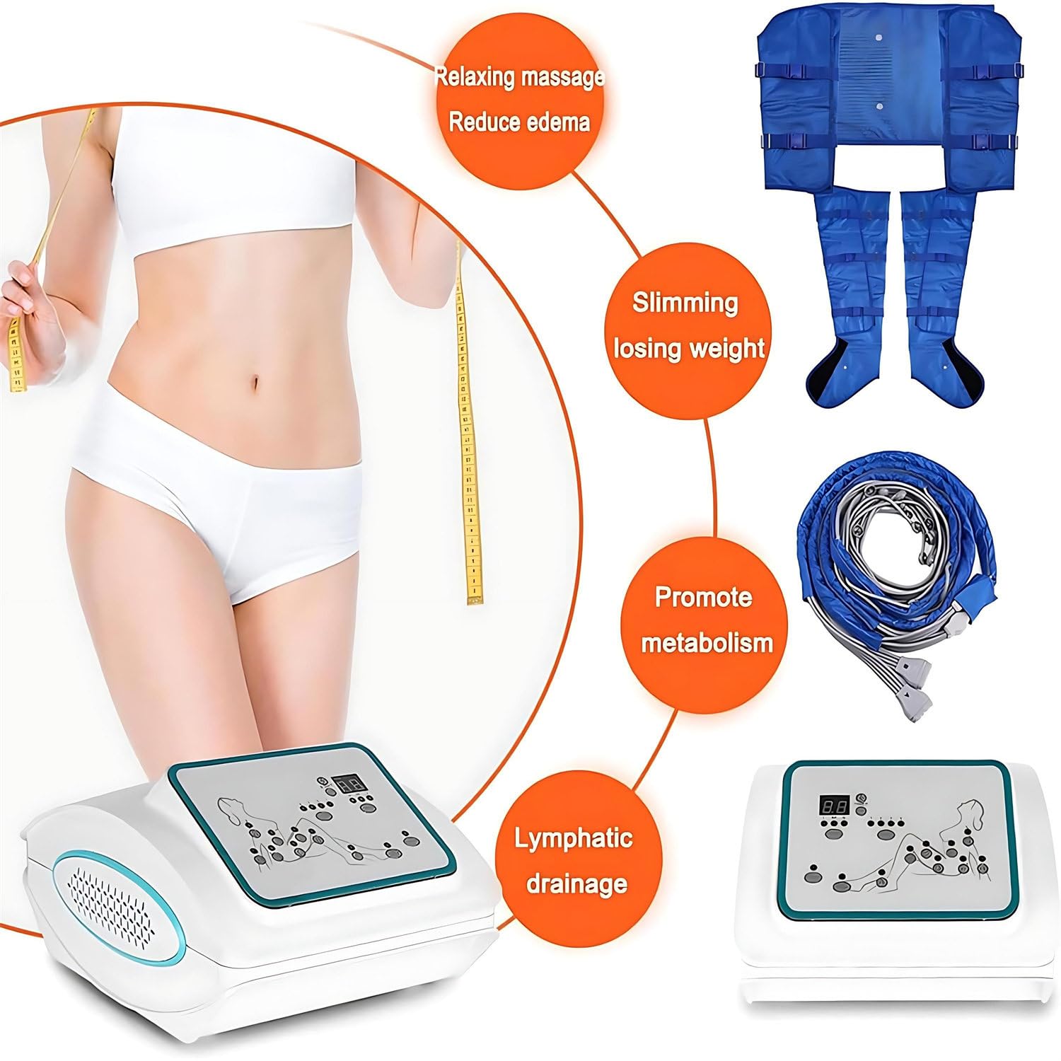 Máquina Drenaje Linfático, Masajeador Eléctrico Brazos Y Cuello, Traje De Adelgazamiento con Presión Aire 16 Bolsas Aire, Presoterapia, Masaje De Presión De Aire, Traje Drenaje Linfático