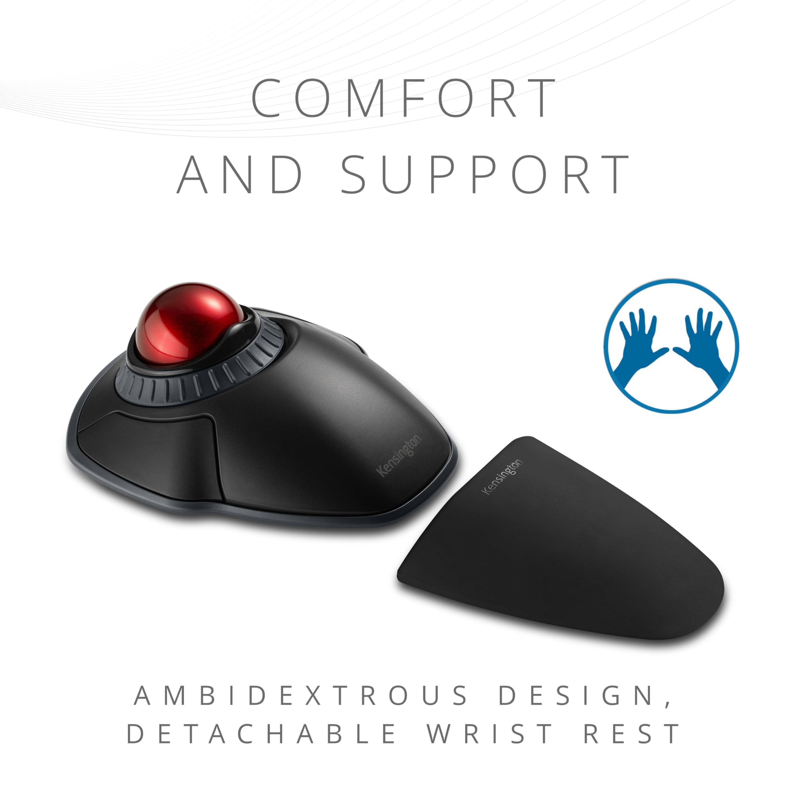 Kensington Orbit K70990WW Boule de Commande sans Fil avec Anneau de défilement Noir/Rouge
