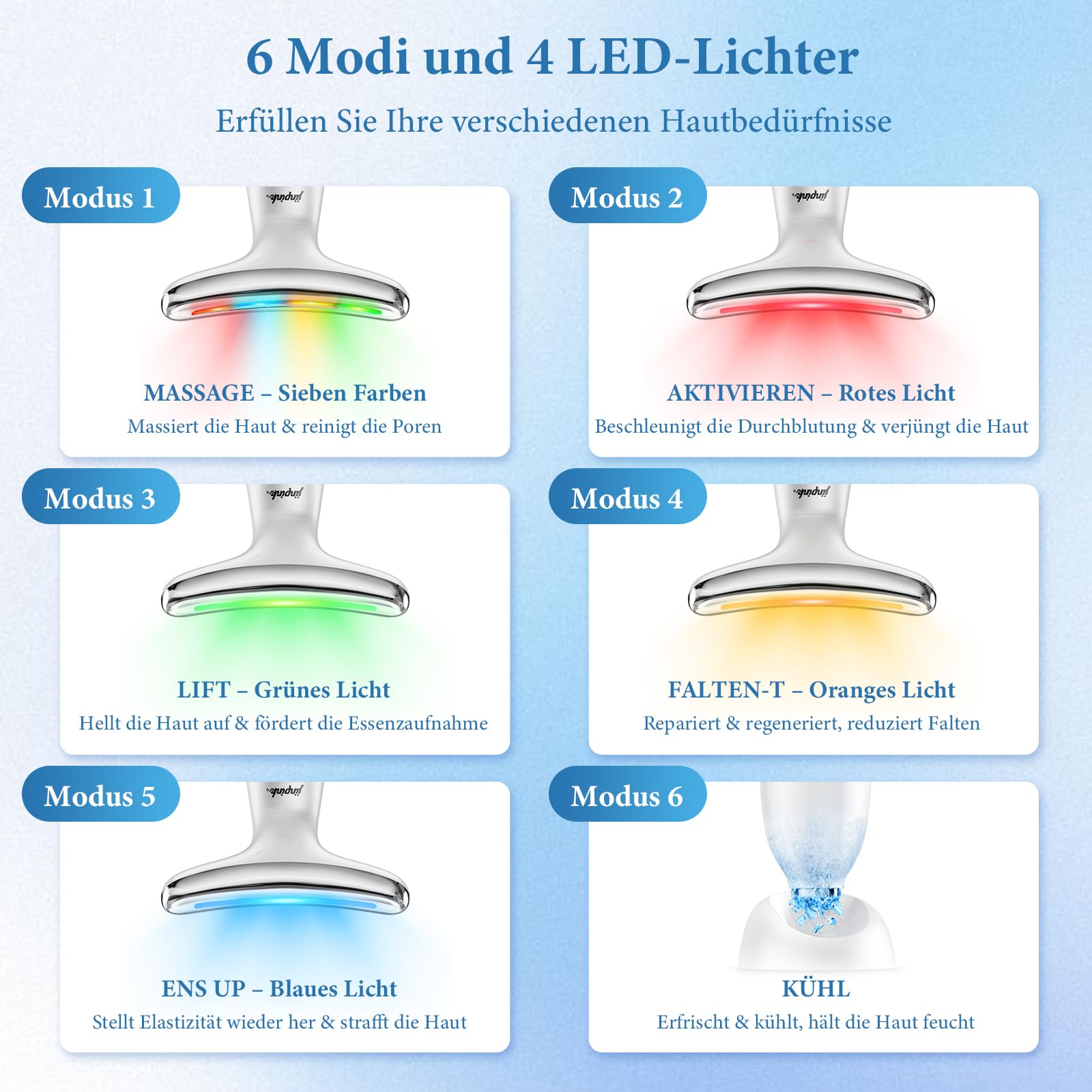 Gesichtsmassagegerät Gegen Falten Face Massager: EMS Gerät Gesicht mit 5℃ Kälte und 45℃ Wärme – Gua Sha Elektrisch mit 6 Modi 7 Farben LED – Neck Beauty Device zur Lifting & Straffung für Damen Herren