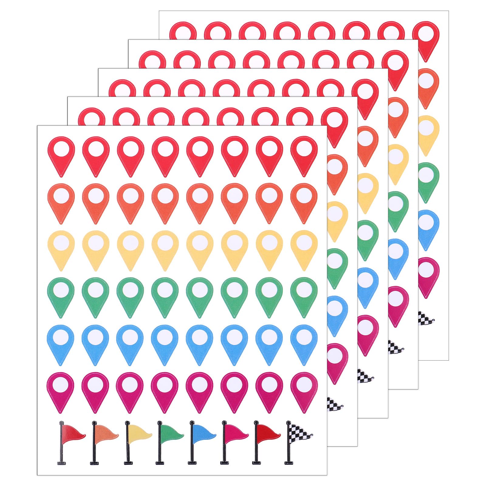 280 Pcs Map Location Stickers, Self-Adhesive Map Markers Tracking Stickers, Colors Maps Pointer Sticker Indicator Labels for Marking Camping, Travel Journal