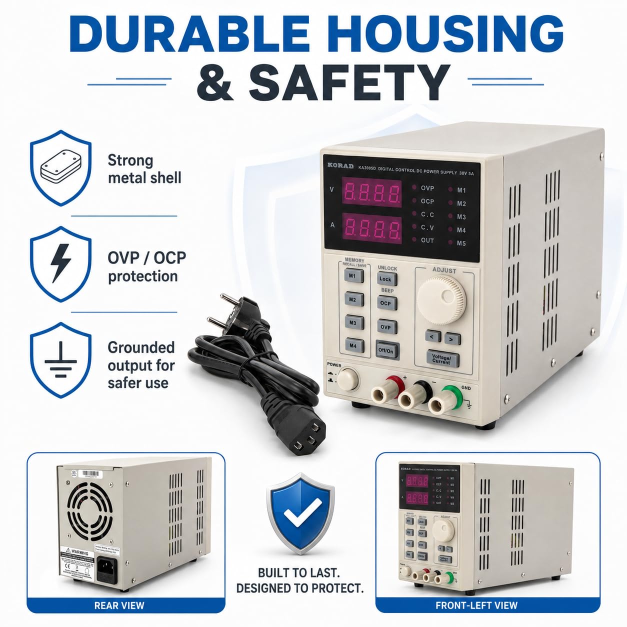 Alimentation de Laboratoire ka3005d 0-30V / 0-5A convertisseur de Tension | Contrôlable Alimentation Stabilisé e DC Réglable et Programmable avec Affichage LED à 4 Chiffres de Haute Précision