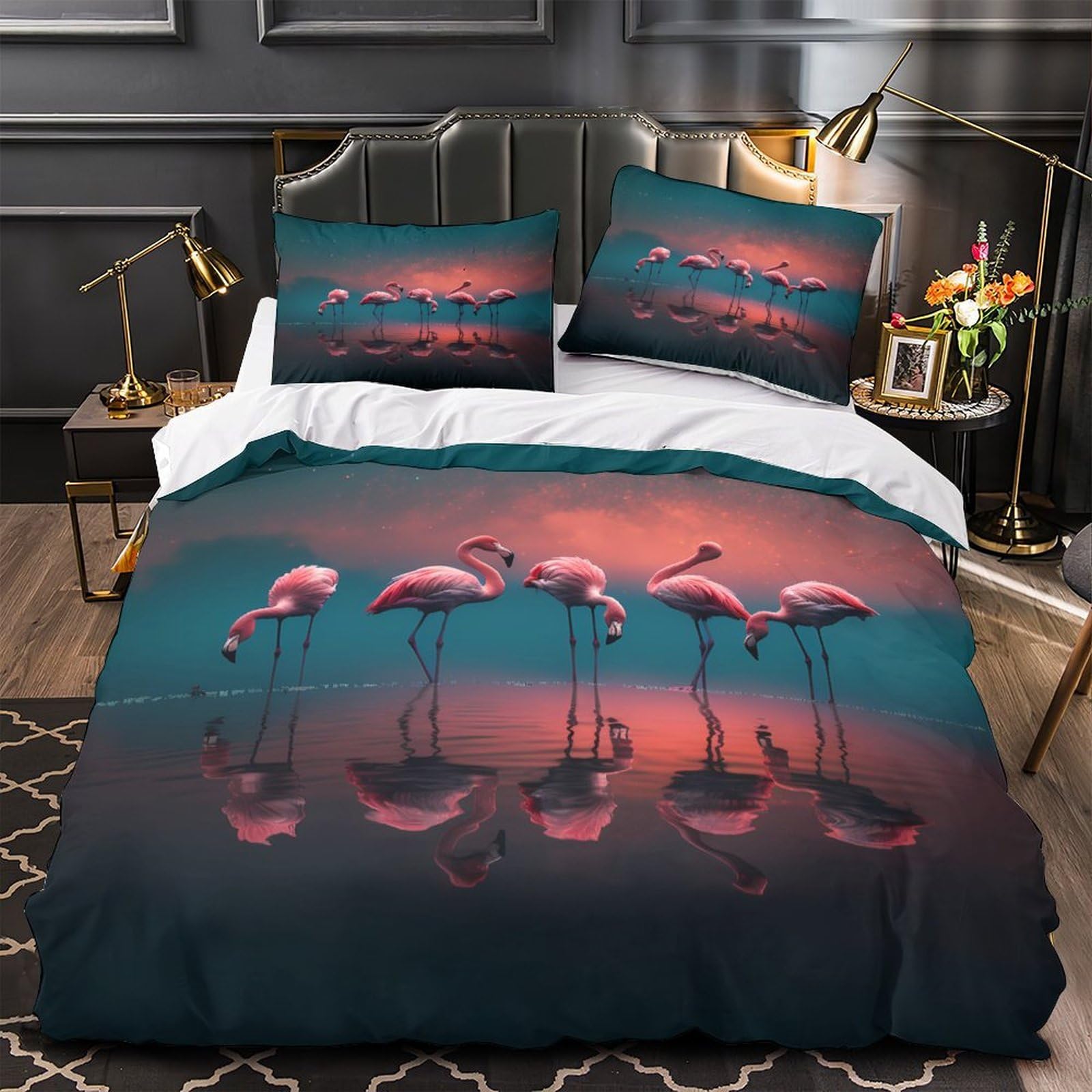 Housse de couette microfibre hypoallergique 260x220cm légère et douce imprimé 3D plage