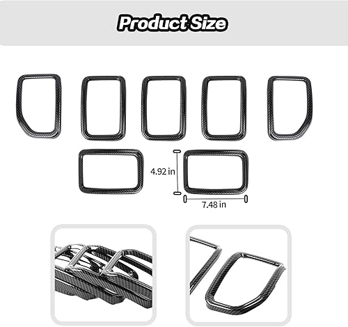 Miniatura 4 de 7 piezas de insertos de parrilla para Jeep Grand Cherokee 2021+ accesorios de rejilla (fibra de carbono)