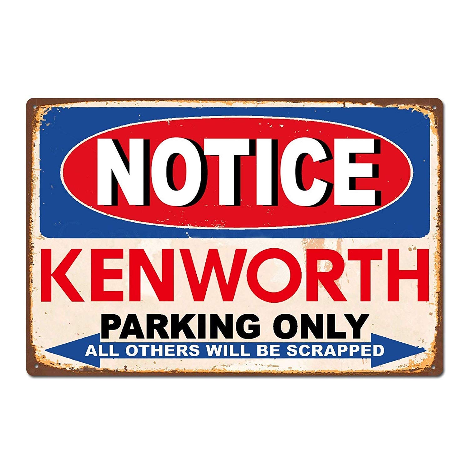 Yelacecca Kenworth Parking Only Vintage Retro Trucks Auto Tin Sign Tin Sign 7.8X11.8 Inch