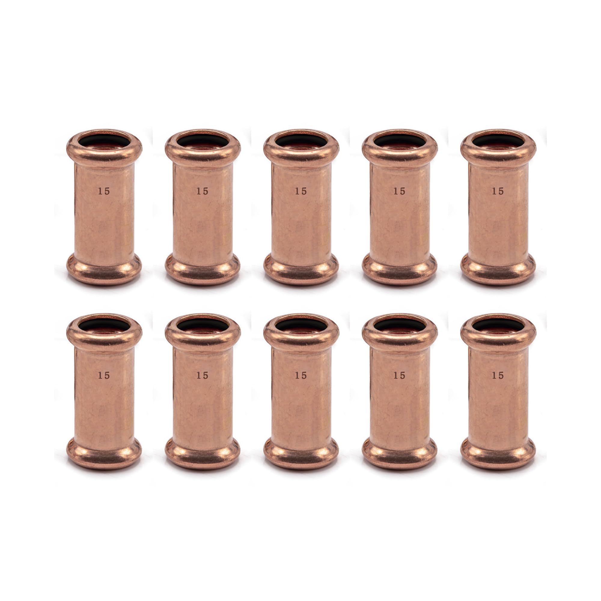Hulthor Copper 15Mm Press Fit Coupler 10 Pack – Wras Approved Press Fit Plumbing Couplings For Water Systems – Straight 15Mm Press Fit Coupling