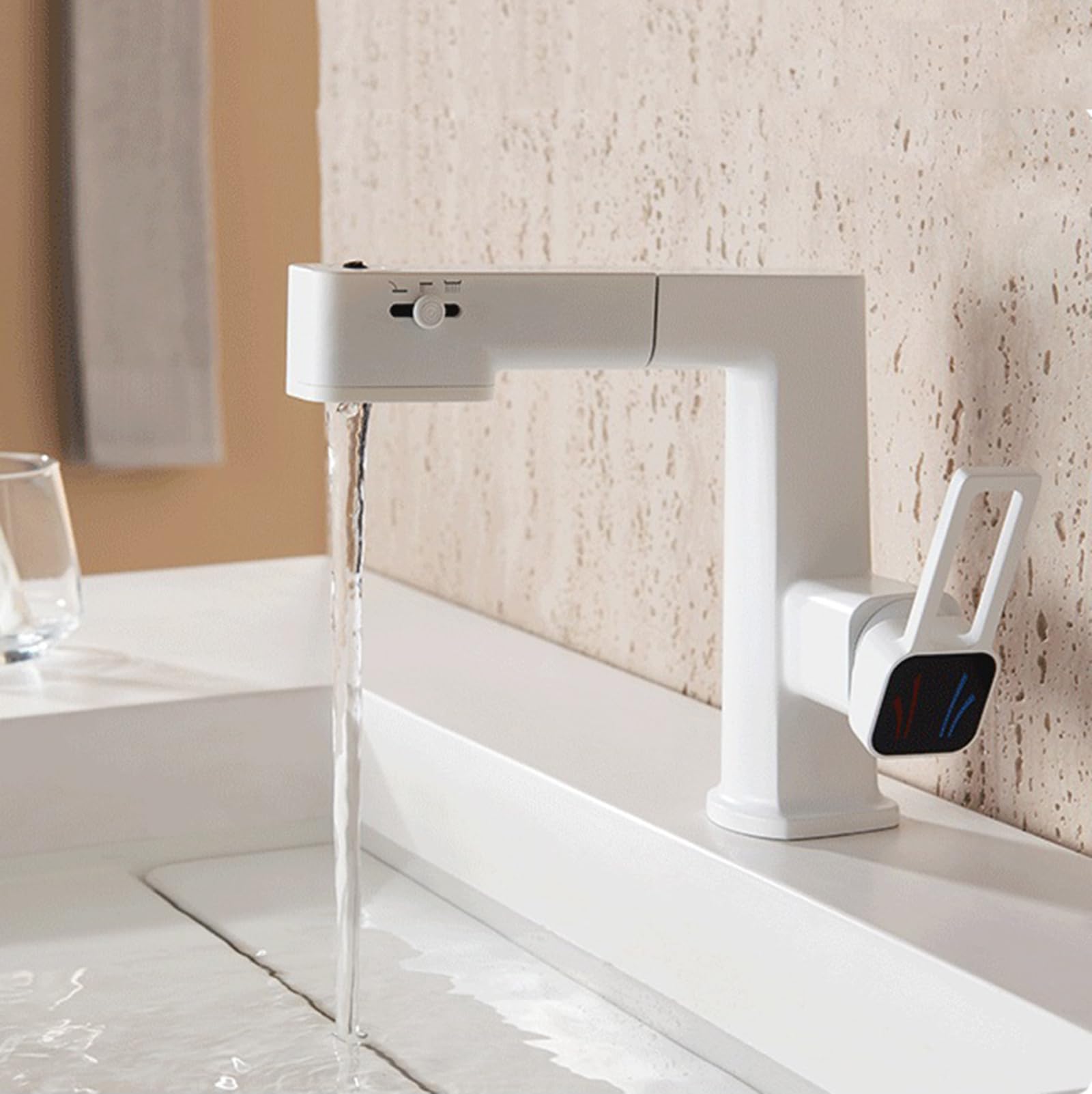 Rubinetto da Bagno Rubinetto per Lavabo da Bagno con Doccetta Estraibile Miscelatore Monocomando A 3 Modalità Bianco