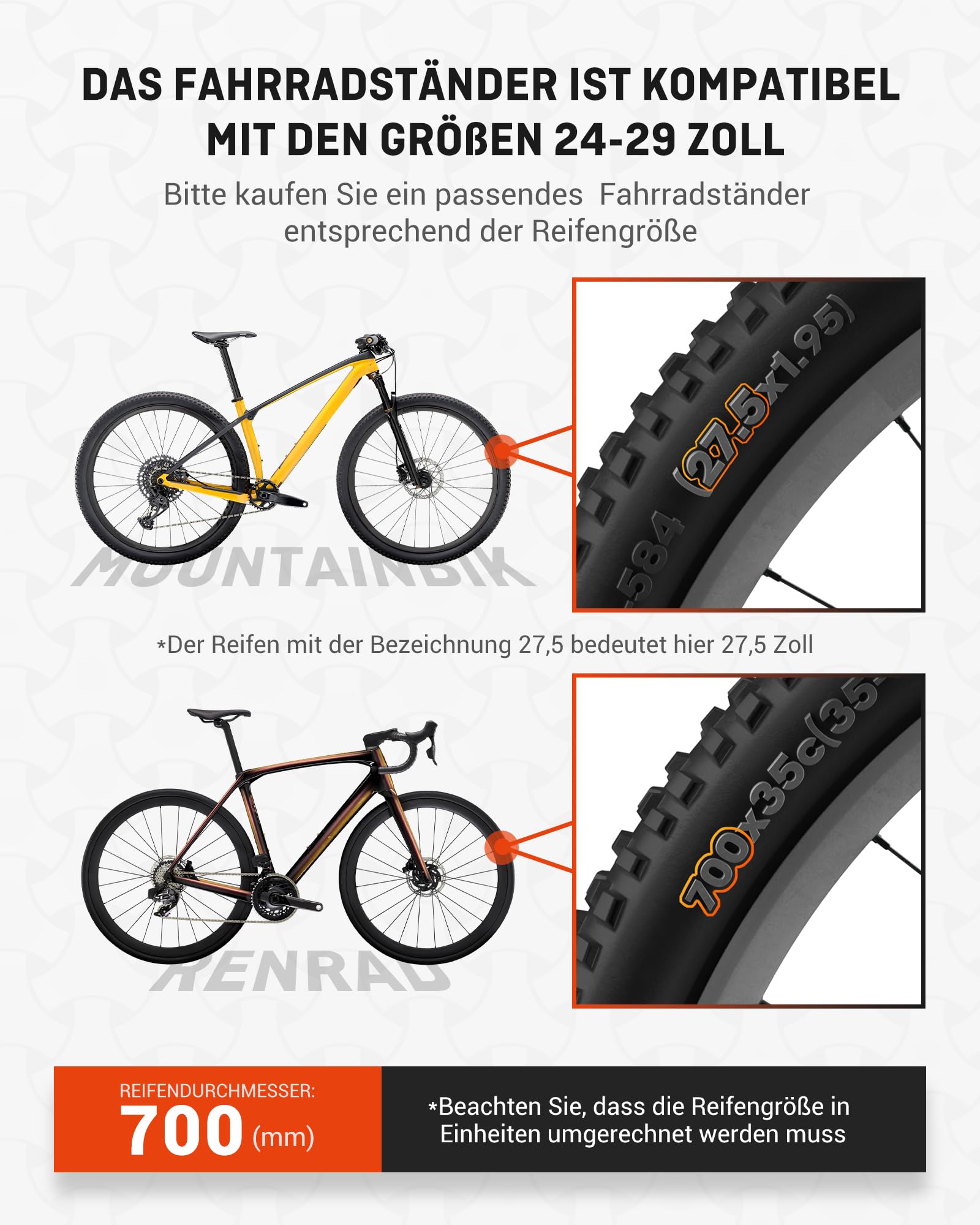 HENMI Fahrradständer 24-29 Zoll,Maximale Belastung(Pro 35,Pro+ 45, Pro Max45) KG,Höhenverstellbarer Fahrrad ständer,Stabil Fahrradständer für Mountainbike, Trekkingrad, Cityrad, Pendlerfahrräder