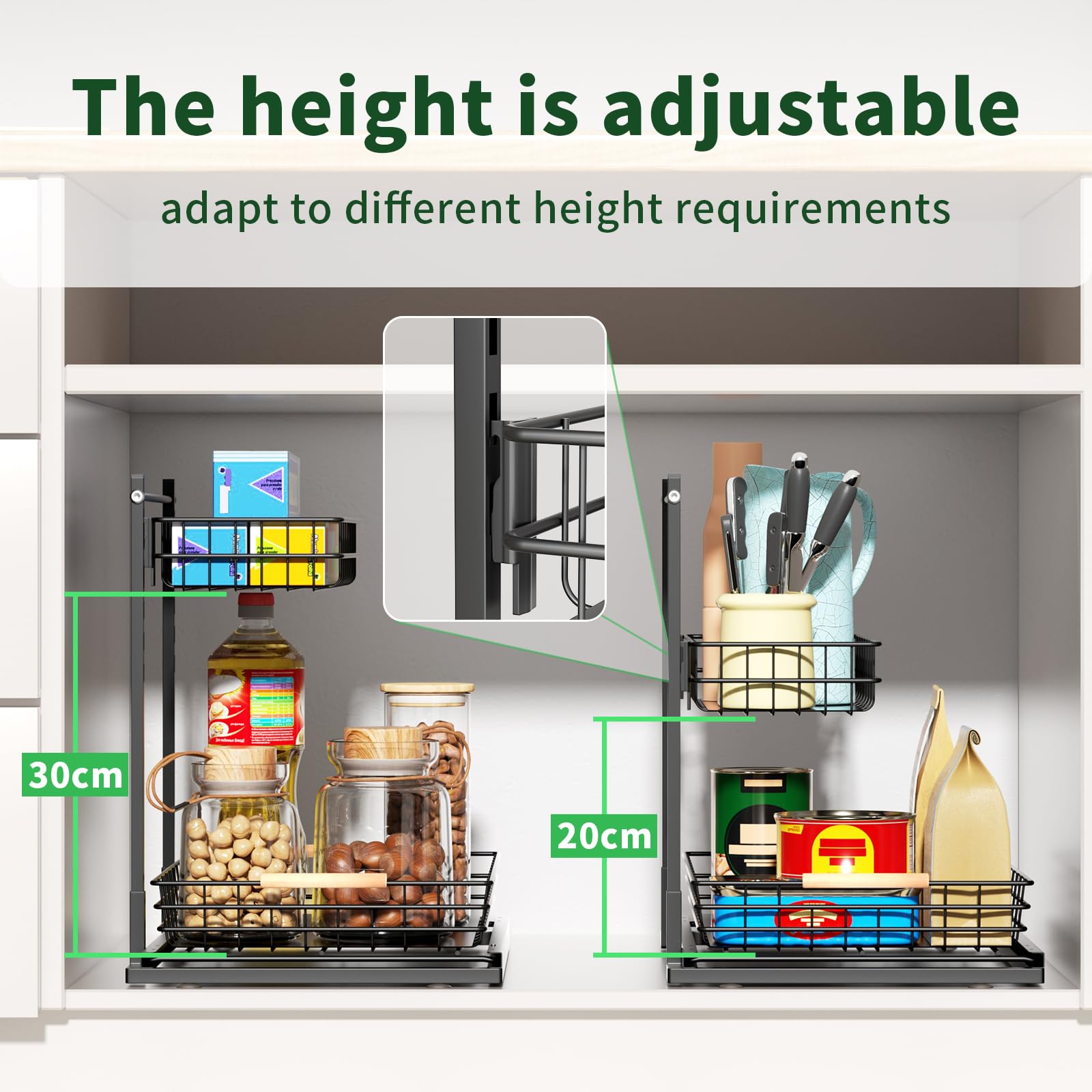 Organizzatore Sottolavello A 2 Livelli - Metallico Estraibile Nero