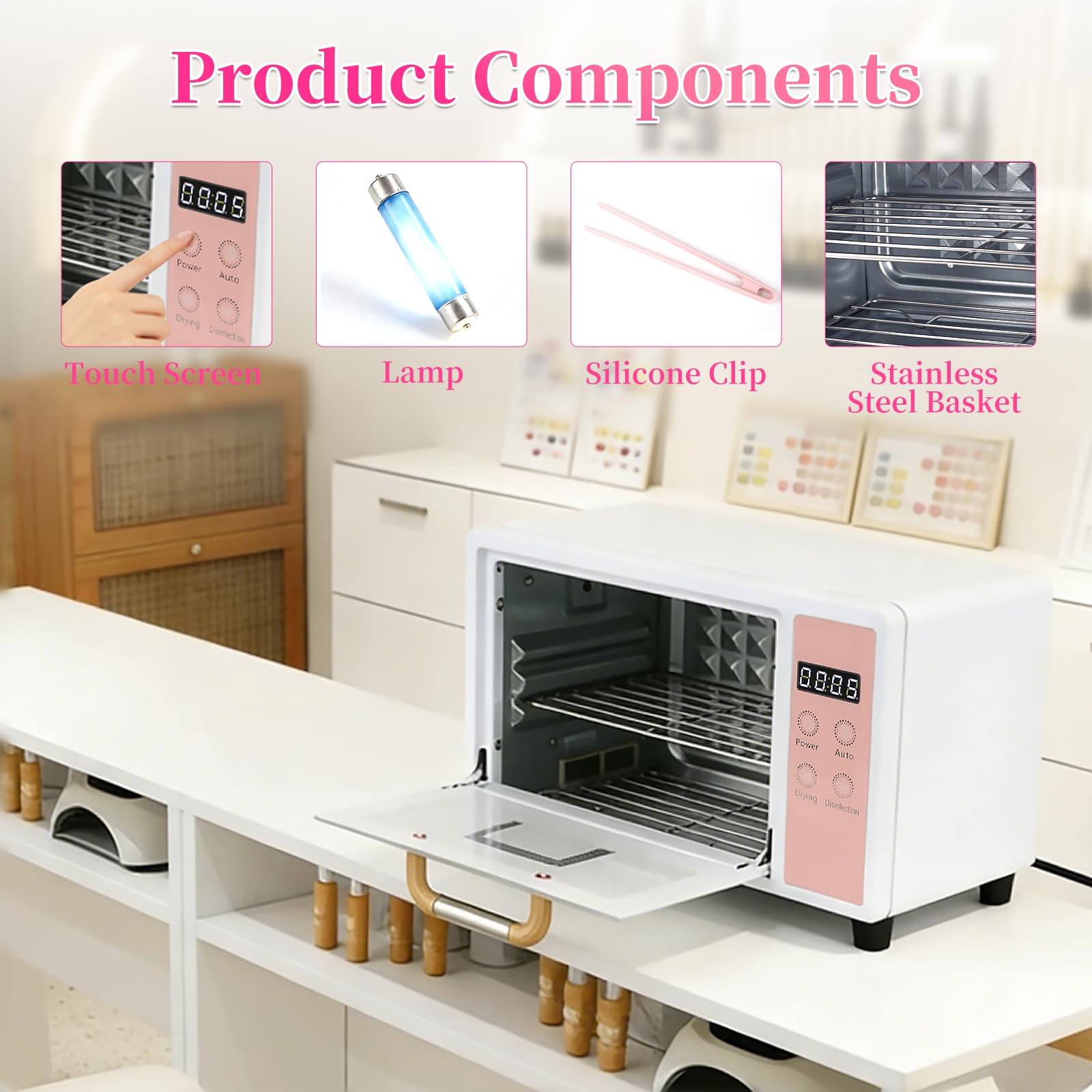 Sterilizzatore per unghie, 10 l, grande sterilizzatore a doppio strato per strumenti per unghie, multifunzione, per manicure, con impostazione timer, per uso domestico, barbieri, saloni di