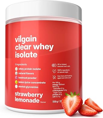 Vilgain Clear Whey Isolate 500g Refreshing Protein Lemonade with 84% Protein | Naturally Sweetened with Stevia