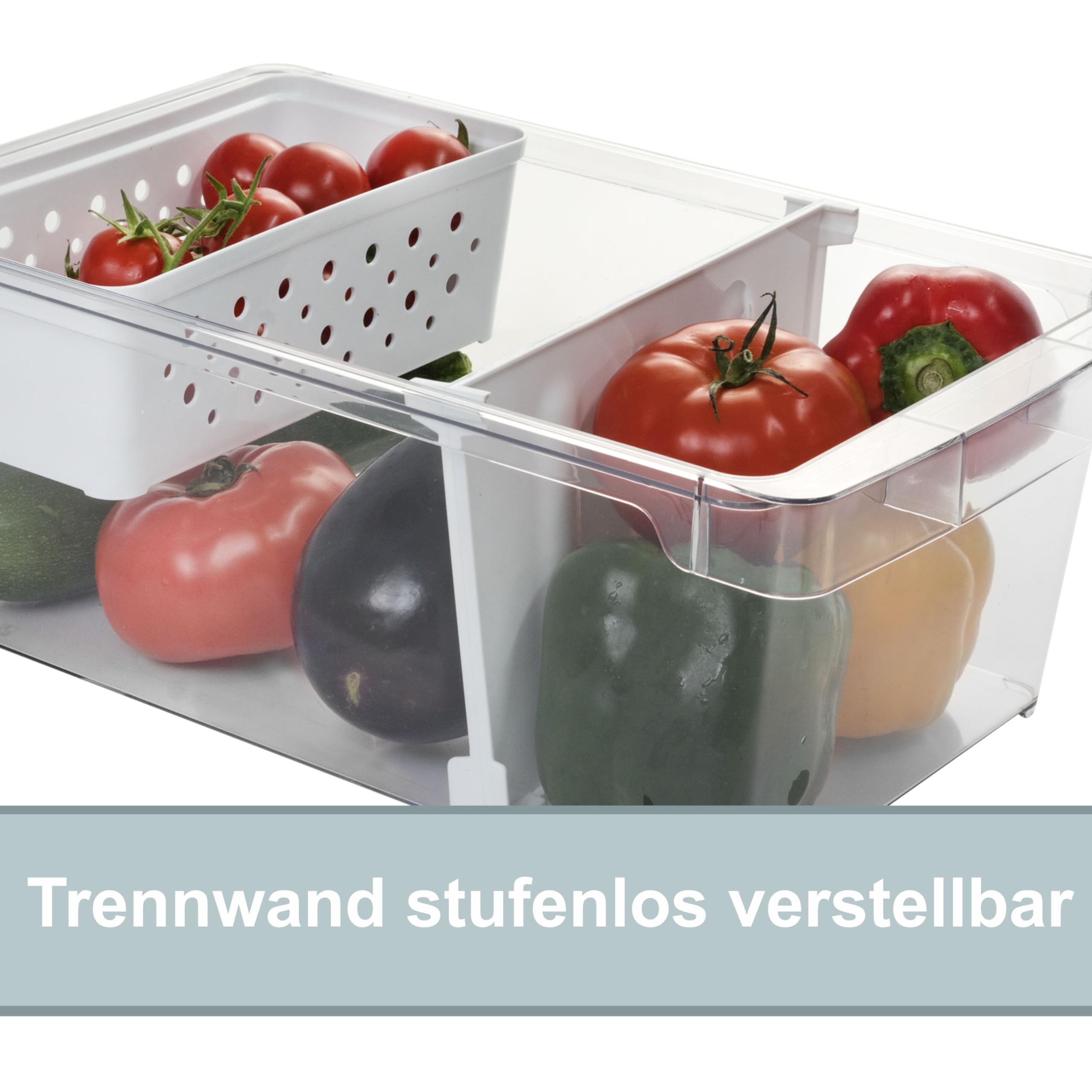 4x Kühlschrank-Organizer Körbchen 37x23x14,5cm durchsichtig transparent Box