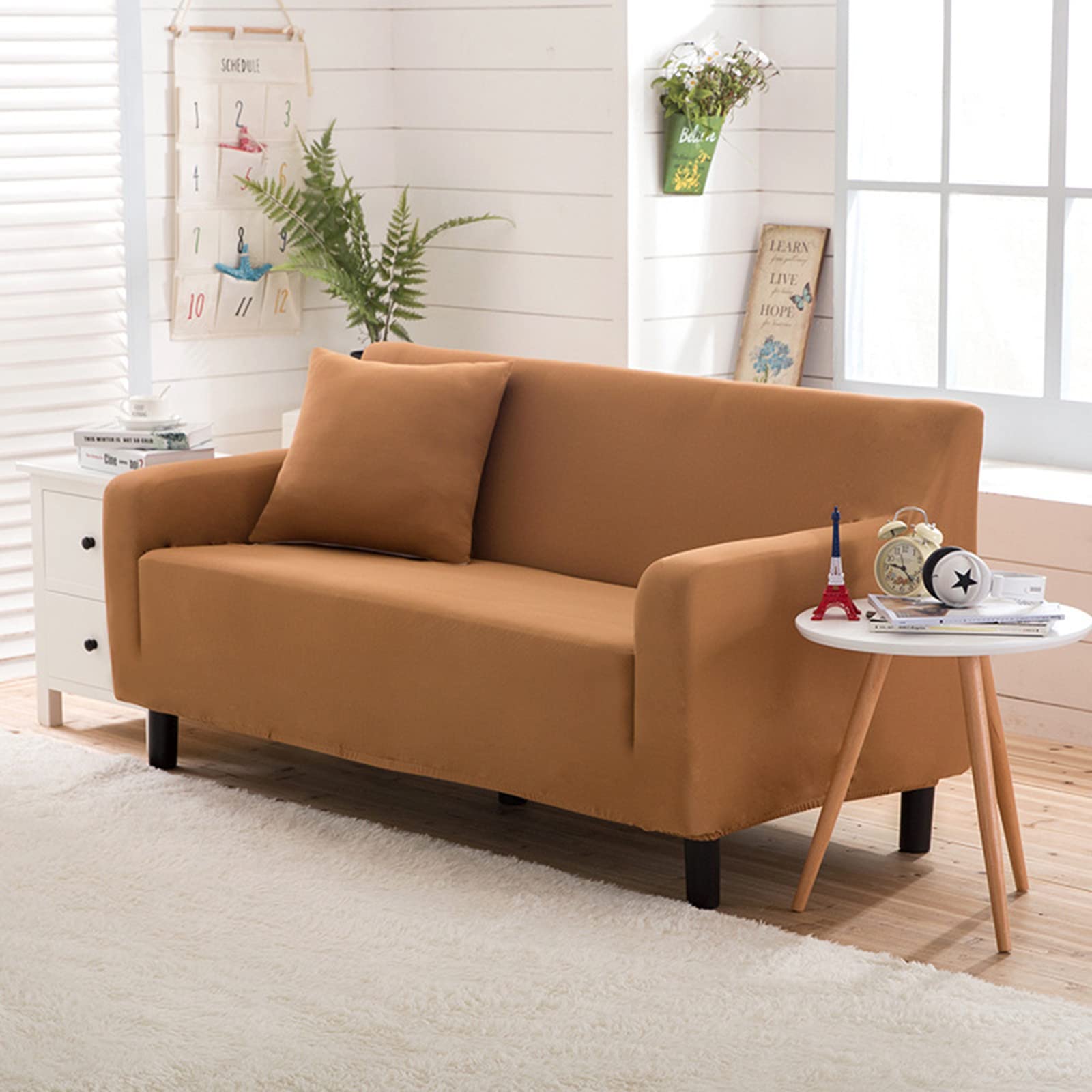 Housse de canapé extensible protège canapé 2 places contre taches H