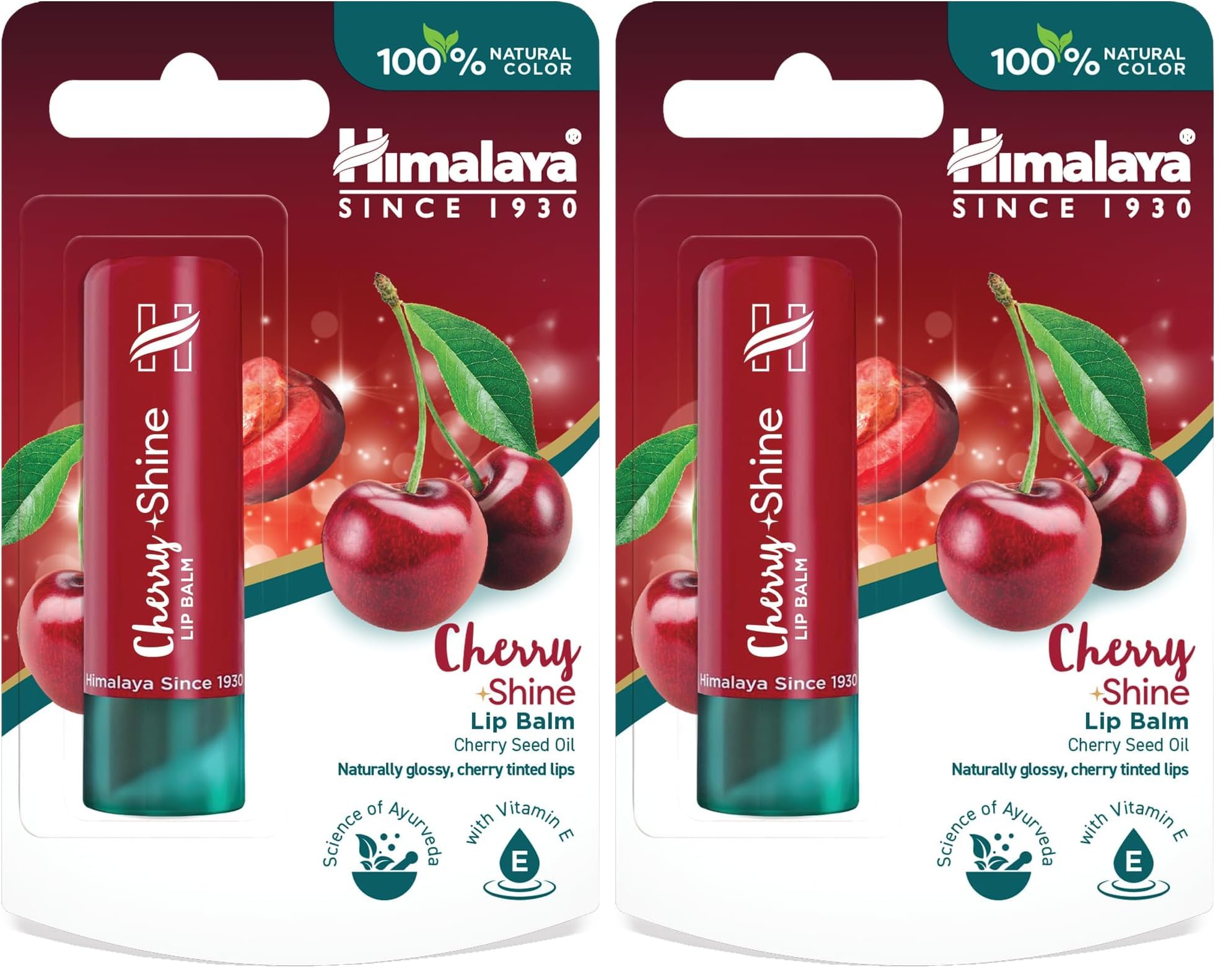 Himalaya Since 1930 Parlatıcı Dudak Bakım Kremi, Kiraz, Nemlendirici,%100 Doğal Renk, Silikon Içermez, 4,5 gr (2 paketi)