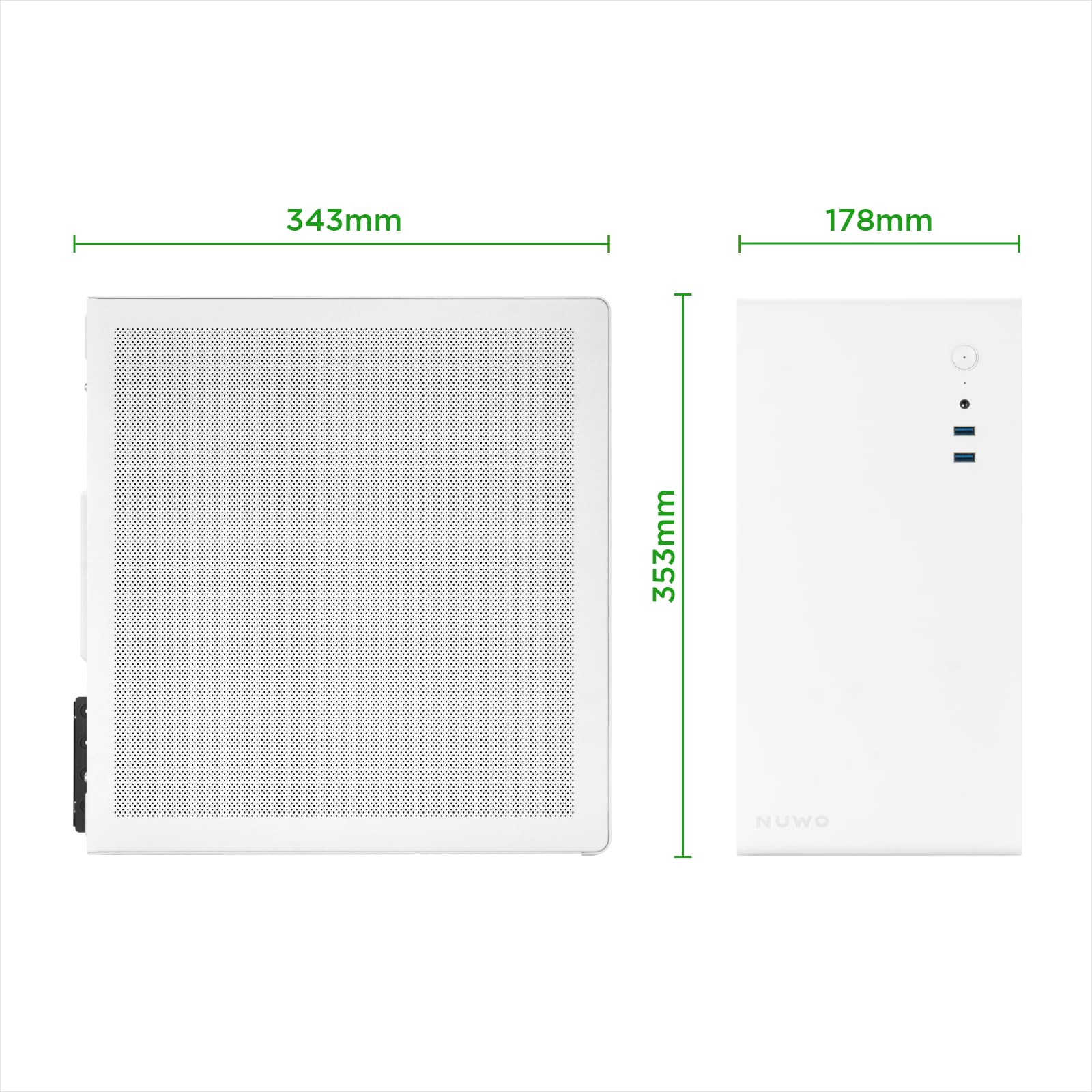 Nuwo Eguera A123 Case Compatto MicroATX per PC Desktop Office Mini Tower 0.6MM SPCC, USB 3.0, Pannelli Laterali in Mesh, Bianco