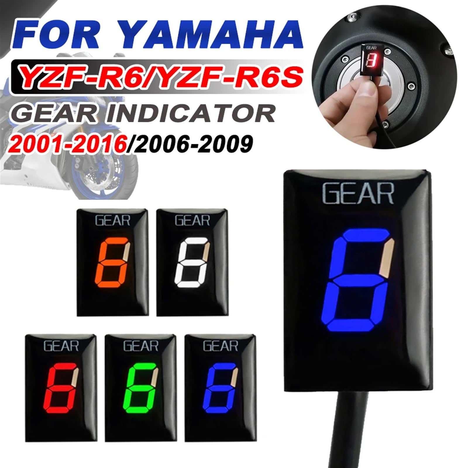 Indicatore di marcia Display Meter Misura for Yamaha YZF R6S 2006-2009 YZF-R6 YZFR6 YZF R6 2001-2013 2014 2015 2016 Accessori Moto (Size : Green)