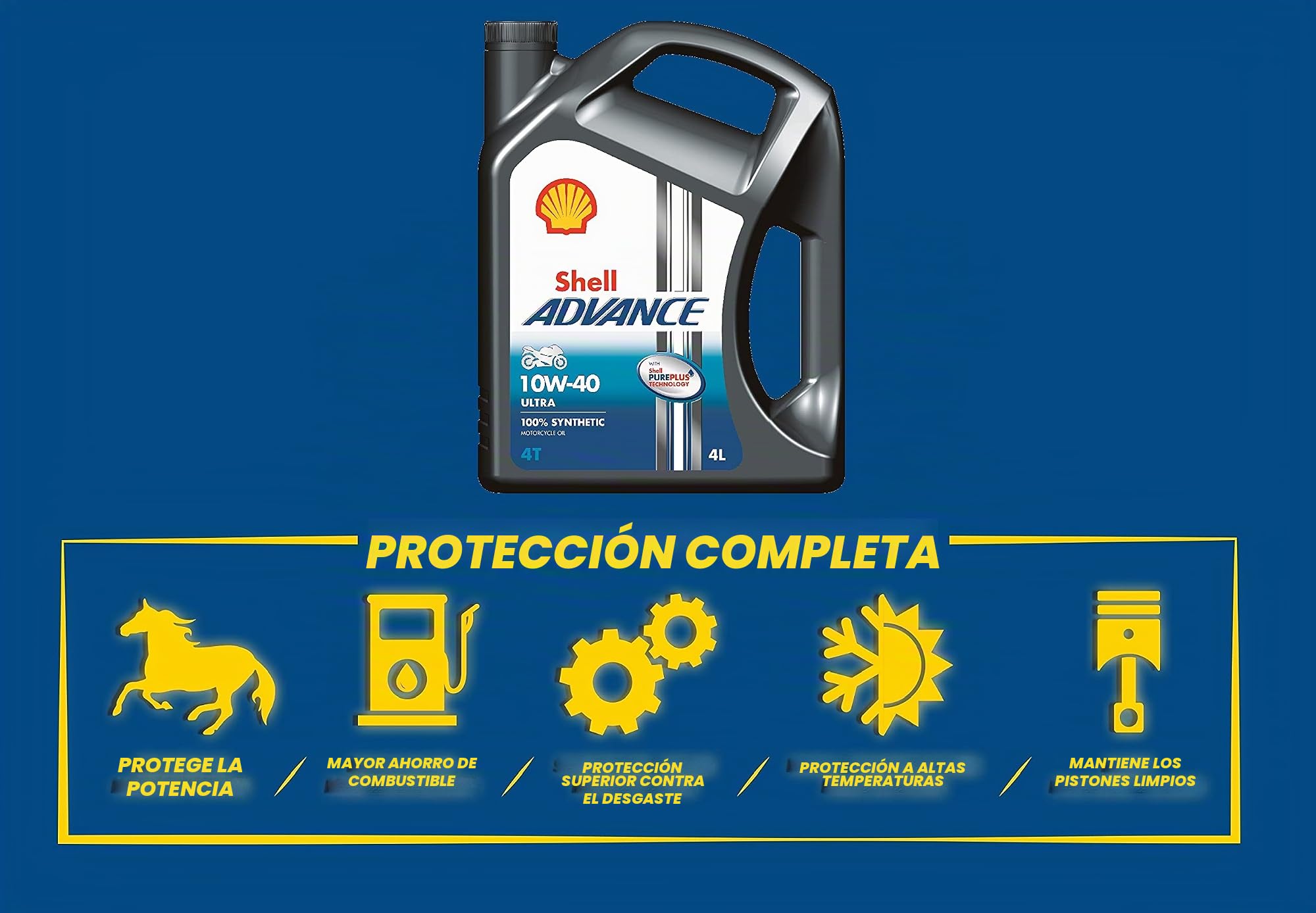 SHELL Aceite de motor 10W-40 Advance API SP 4T Ultra SP MA2 4L Compatible con YIBEN MOTORCYCLES YB, YAMAHA MOTORCYCLES SR