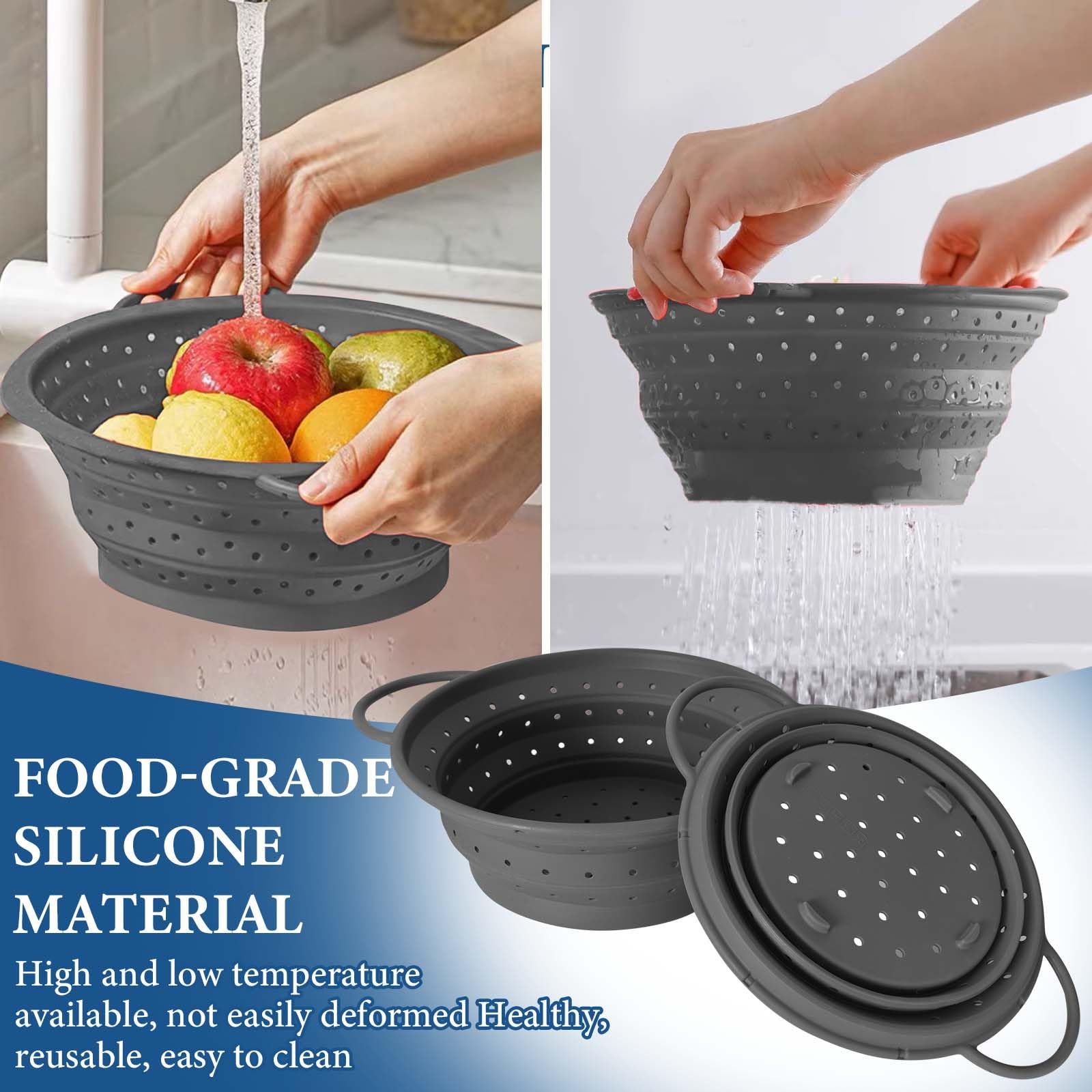 Set di 8 colini per fonduta, scolapasta da cucina in acciaio inox con