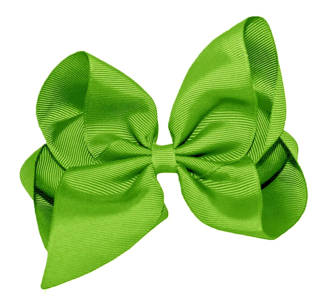 WD2U Girls 6" Classic Style Boutique GrosGrain Hair Bow French Clip Barrette USA Apple Green