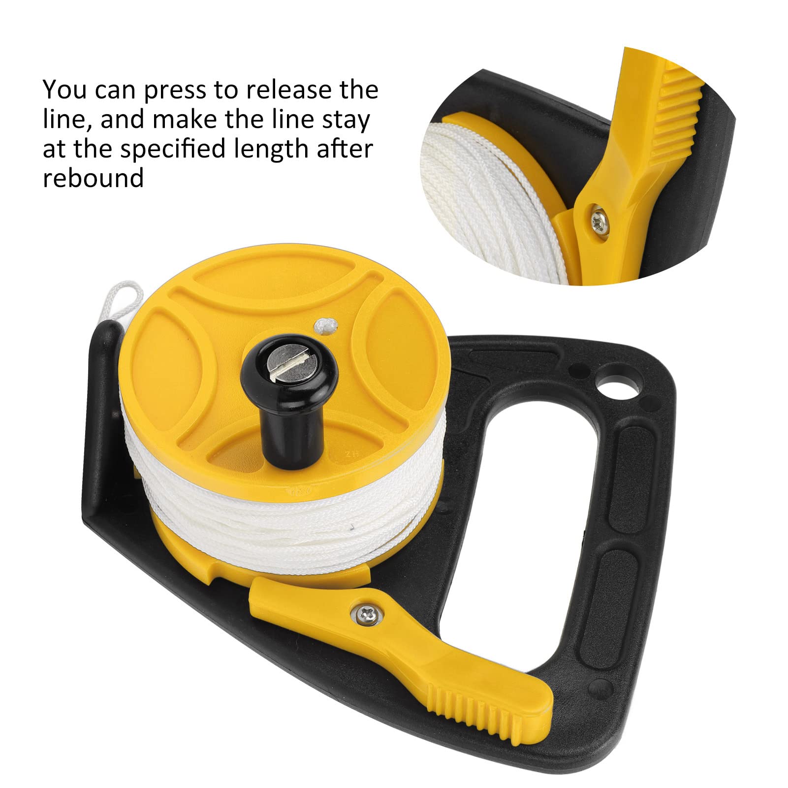 EntatialZ9JzxgO2 Enrouleur de plongée, INOX, Cordon de 46 m, Enrouleur de Corde de plongée indéchirable pour la plongée en exil