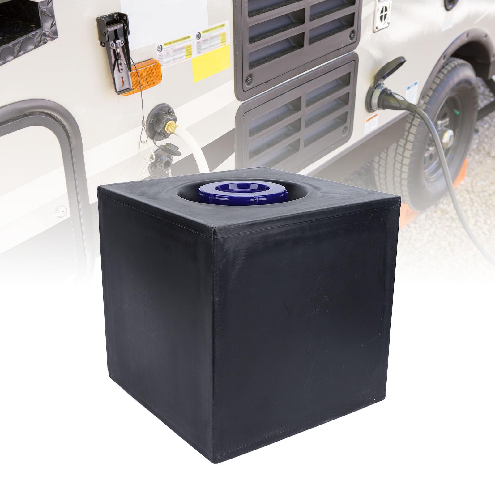 RV-Frischwasserbehälter, 8 Gallonen RV-Wassertank 12,8 X 12,4 X 12 Zoll und Kältebeständiger Quadratischer Wasserspeichertank für Anhänger, Boot, Yacht, Schwarz