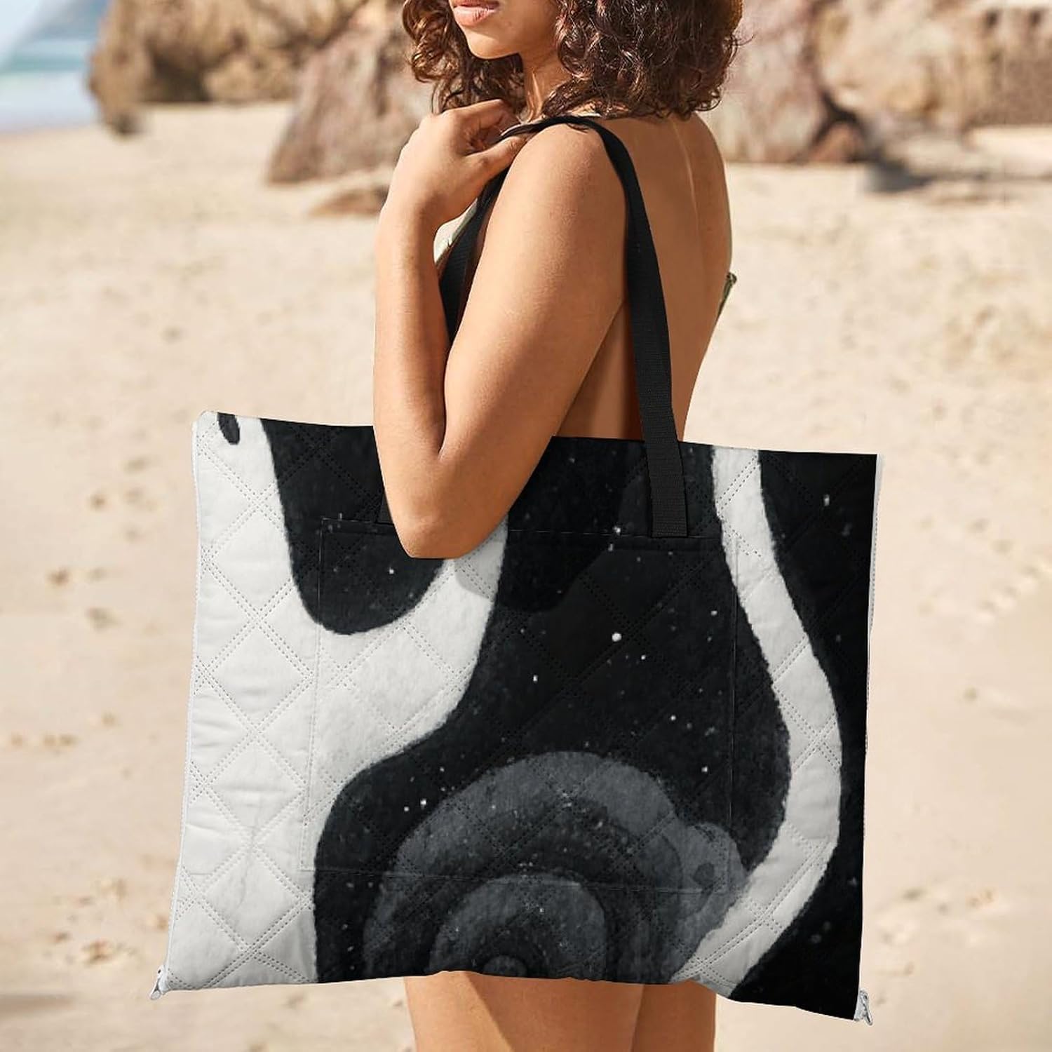 Ghost Picnic Blanket 150x100cm, Foldable 2-in-1 Picnic Mat and Tote Bag Portable Waterproof Beach Mat Sandproof Outdoor Blanket for Park, Hiking, Beach, Camping, Travel