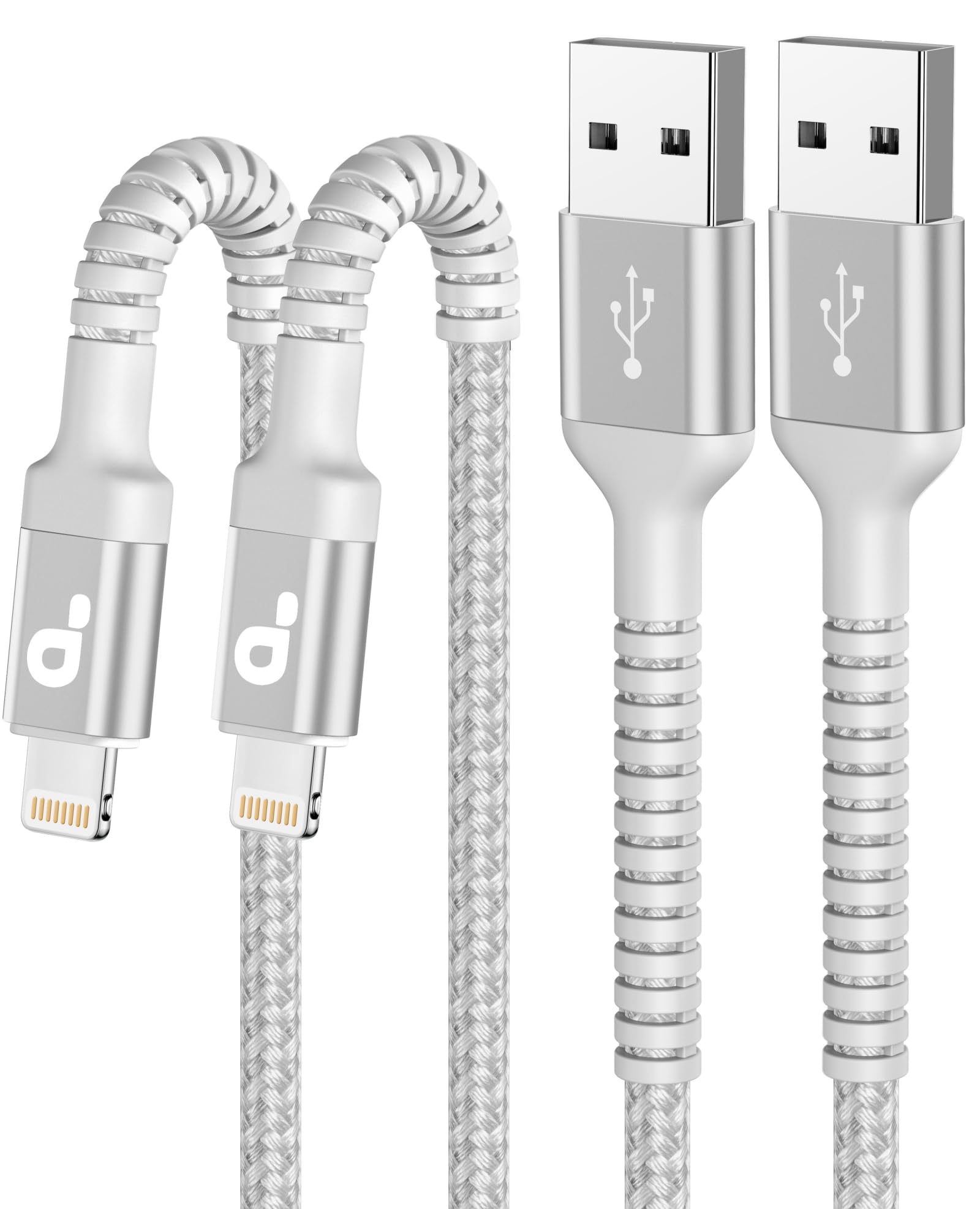 Cable de carga para iPhone de 3 pies, paquete de 2 cables USB a Lightning trenzado extra duradero, certificado Apple MFi, cable de carga rápida compatible con iPhone 14, 13, 12, 11, 8, 7 Pro Max y más