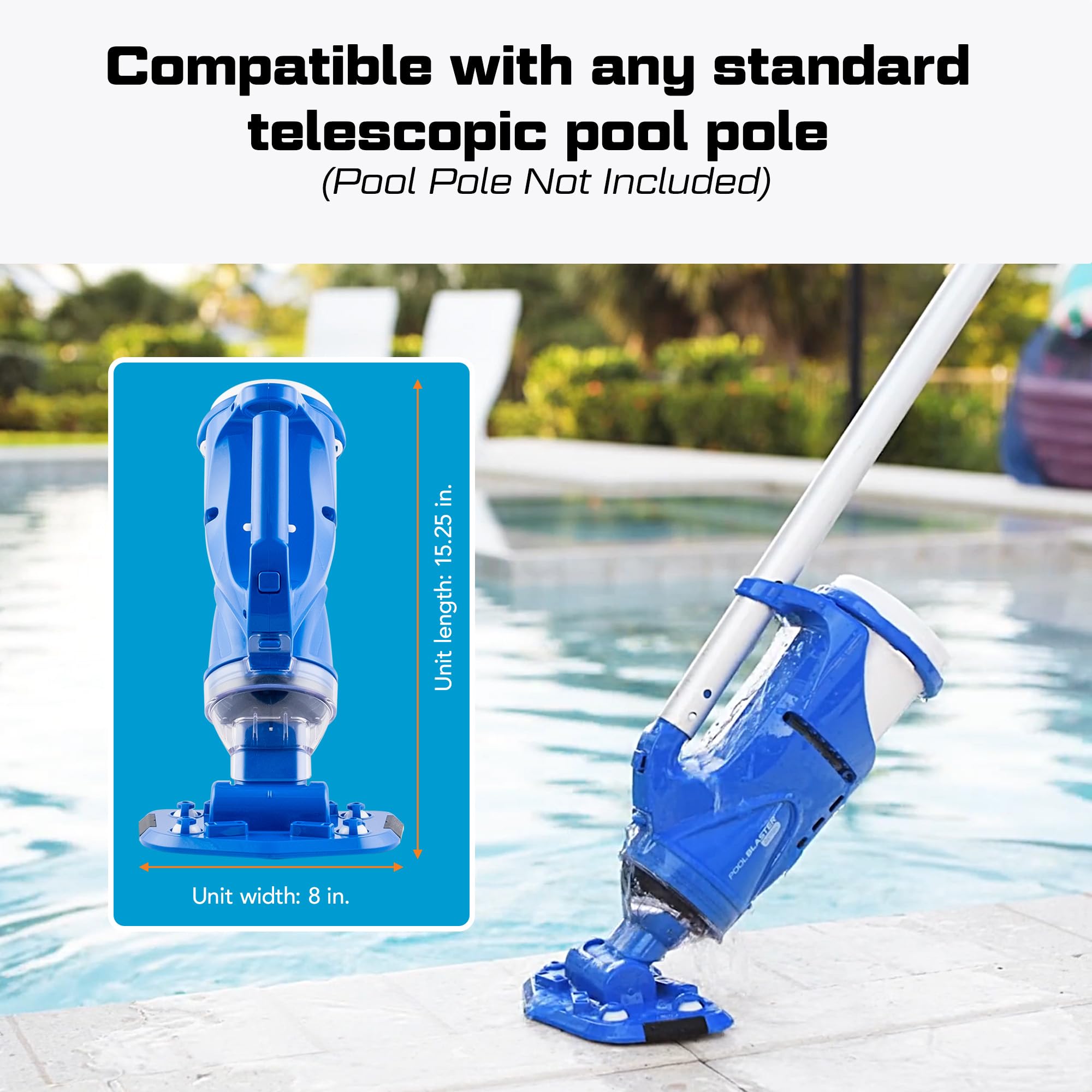 POOL BLASTER Catfish (2da Generación) Aspirador Inalámbrico para SPA y Jacuzzi, Más Potencia y Capacidad, 45 Min de Autonomía, Limpieza Puntual para Piscinas Desmontables Pequeñas, Recargable