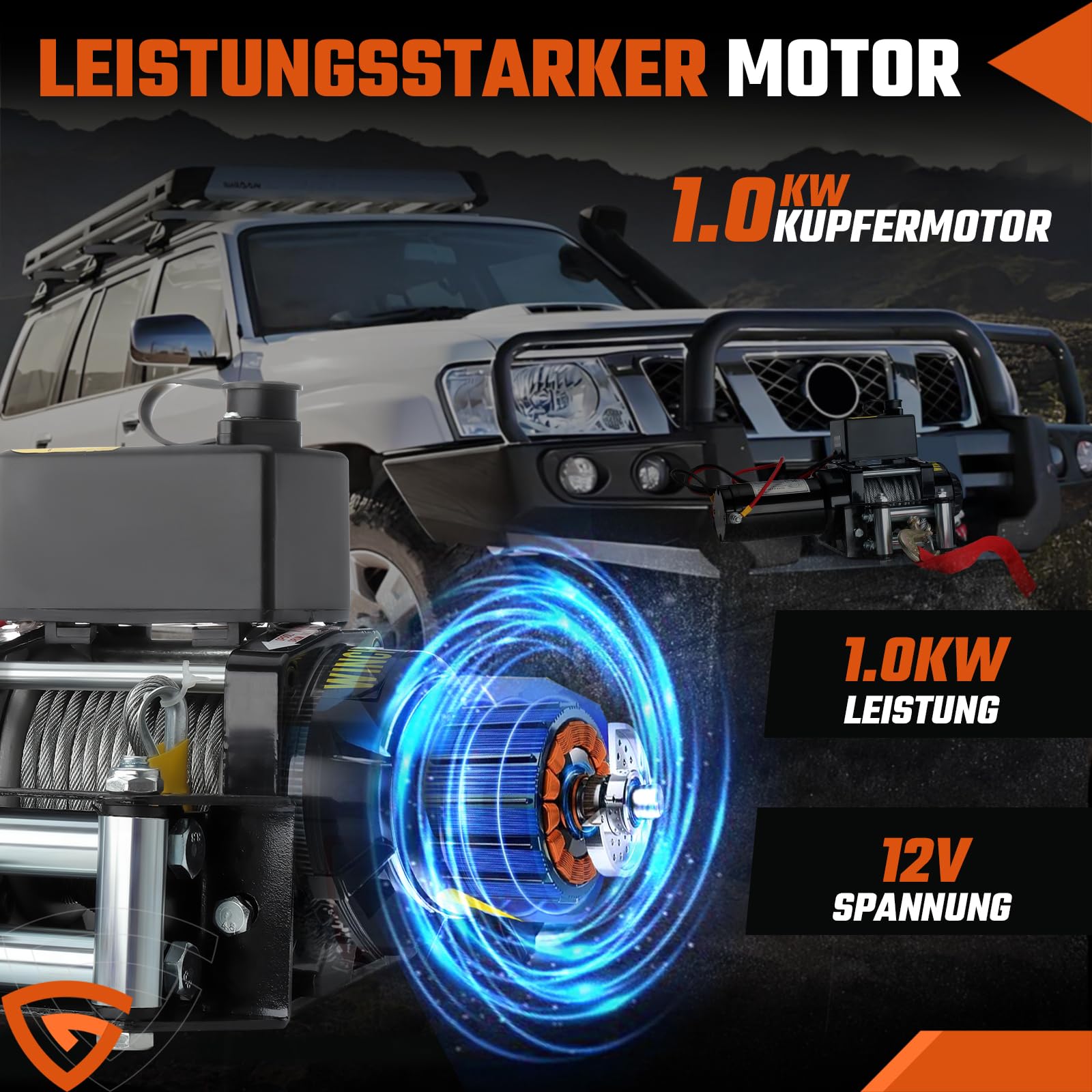 Elektrische seilwinde 12V 1360 kg / 3000lbs, Motorwinde Seilzug Elektrowinde 1kW Motor, mit Stahlseil, Funk & Kabel Fernbedienung, Wasserdicht, Seilfenster, für SUV, Offroad, LKW, Anhänger