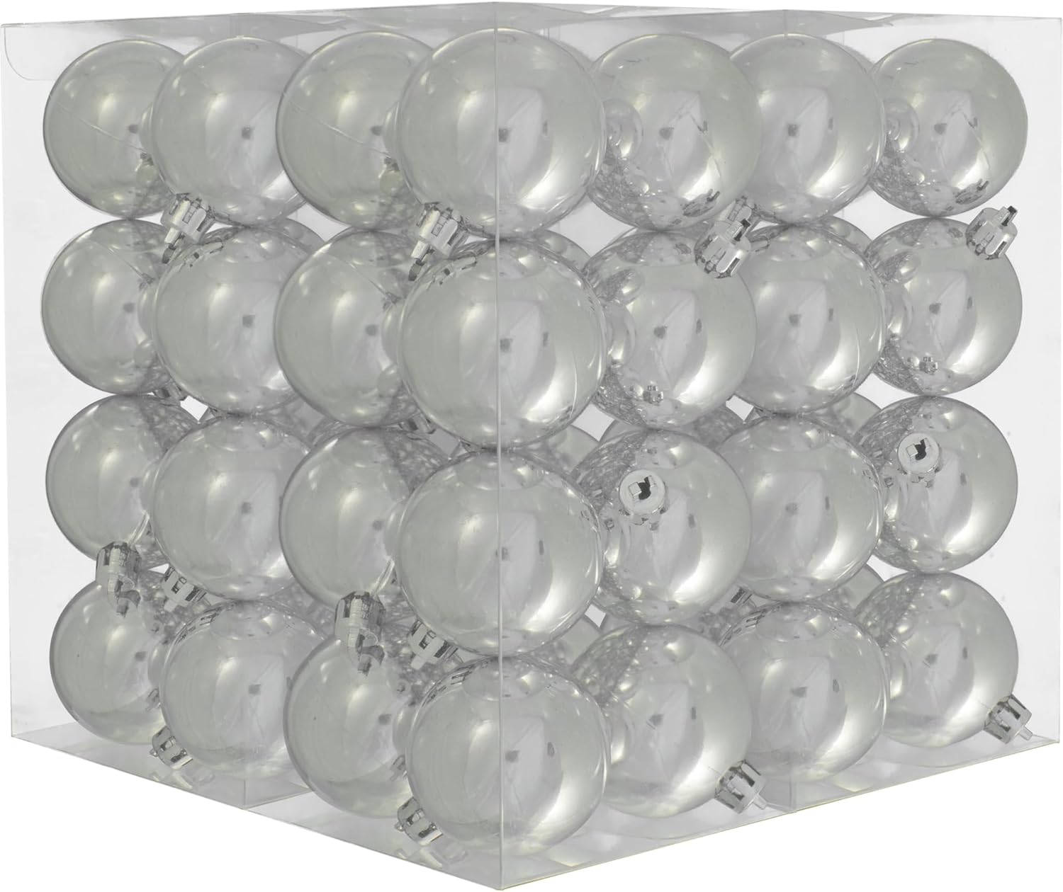 Shiny Silver Ball Ornaments, Shatterproof Plastic Christmas