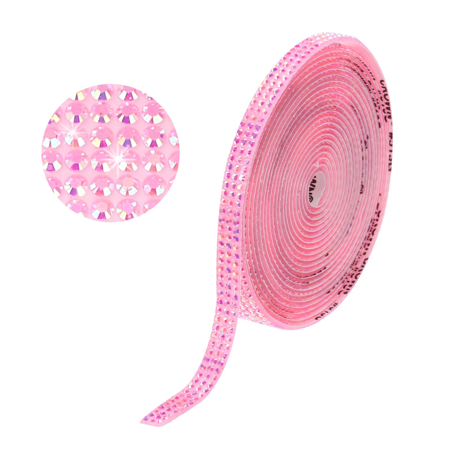 sourcing map Rhinestone Strips,3 Yard 6mm Adhesive Rhinestone Ribbon Bling Rhinestone Tape for for DIY Crafts, Party Car Phone Decorations, Rose Red AB