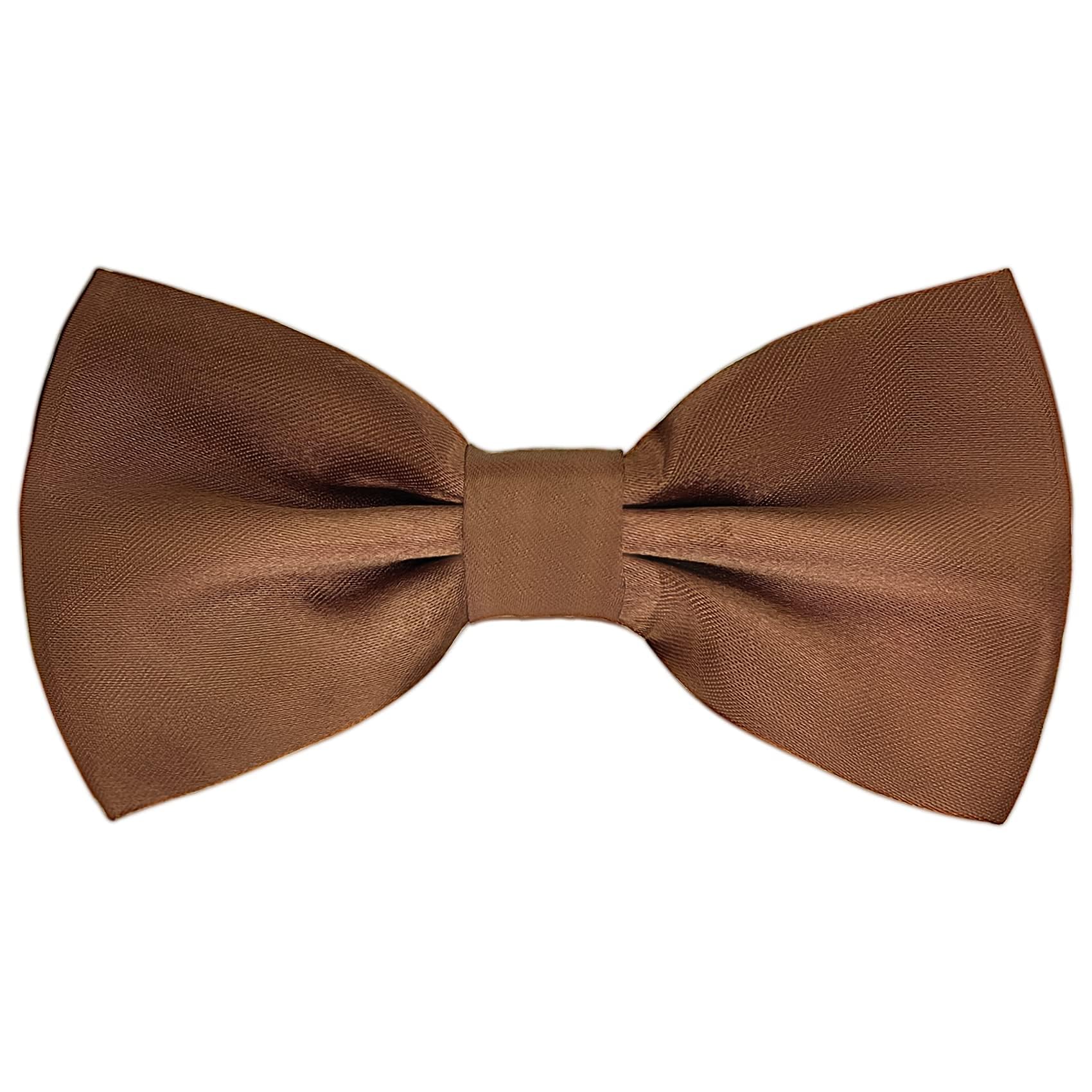 Ausuaya Women's Brown Men Pre-Tied Silk Formal Tuxedo Bow Tie, Teen Boy Classic Tux Bowtie For Wedding Valentine Party Large Necktie Gbmbt3 (Brown)