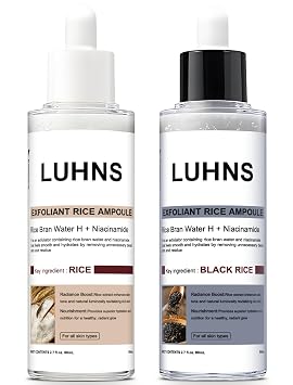 Face Exfoliant, Glow Exfoliating Face Serum, Black Rice Exfoliant and White Rice Ampoule Exfoliant, Skin Care Soft Exfoliating Body for All Skin,80ML, 2 Pack