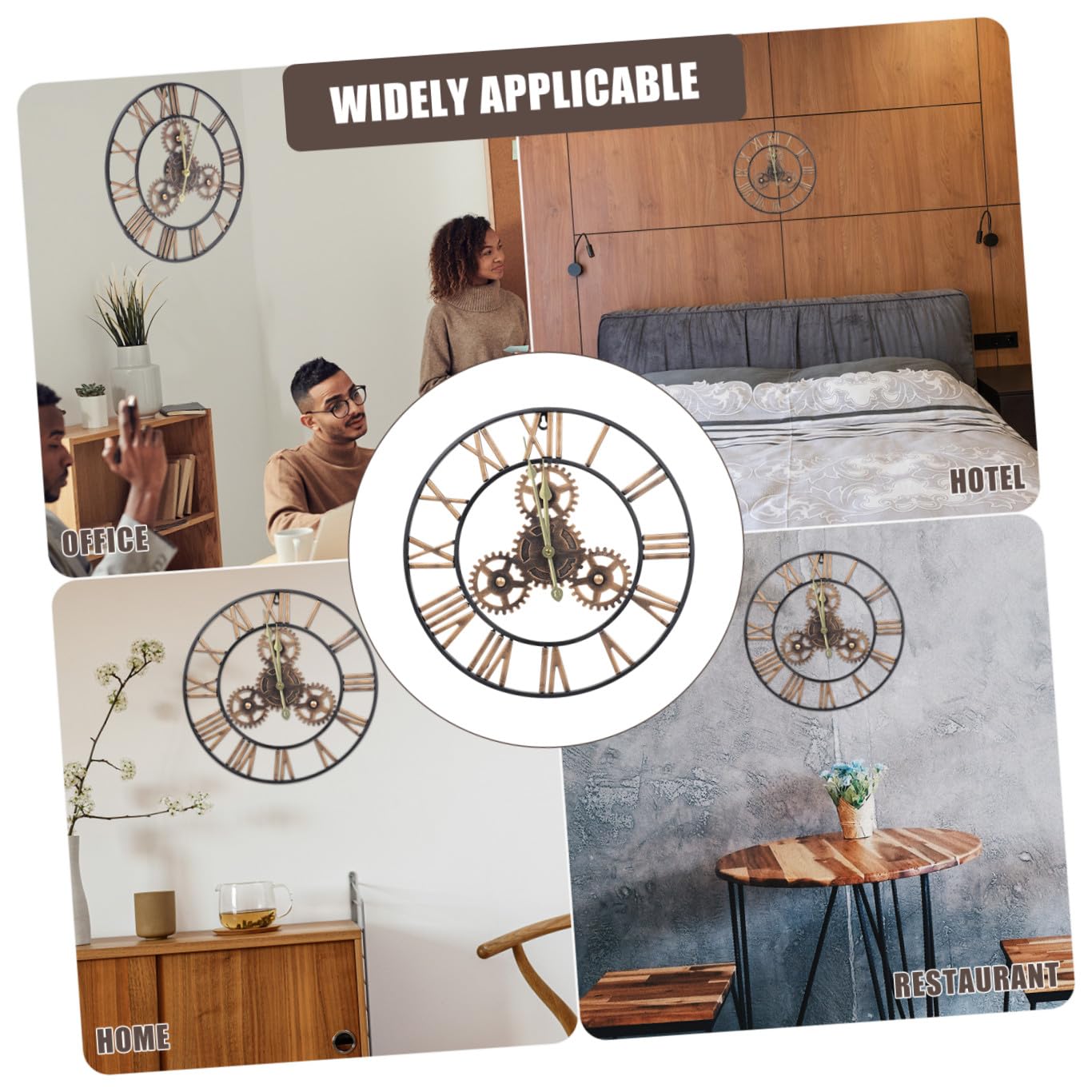 Reloj de Pared Decorativo Estilo Industrial Americano, Reloj Colgante Redondo de Hierro para Salón y Oficina