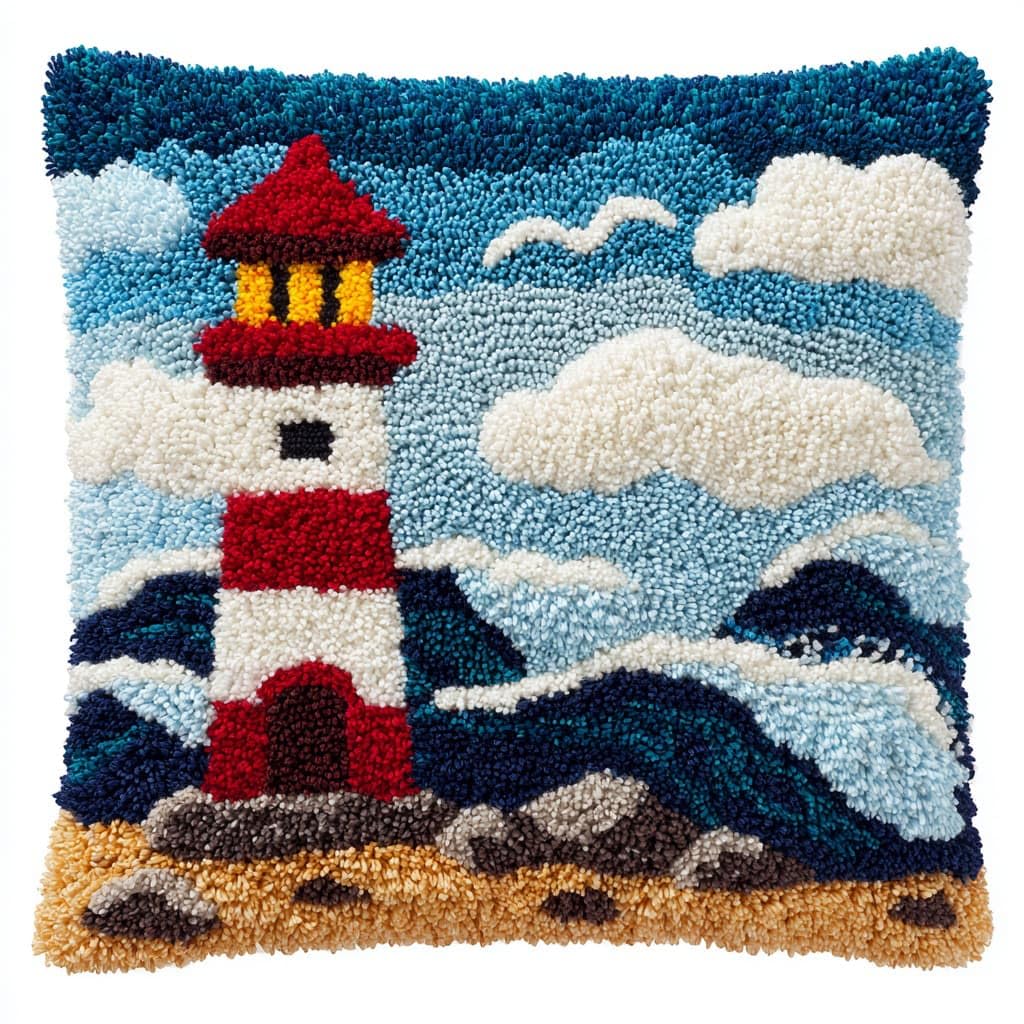 Henypt Latch Hook Cushion Kits, Lighthouse