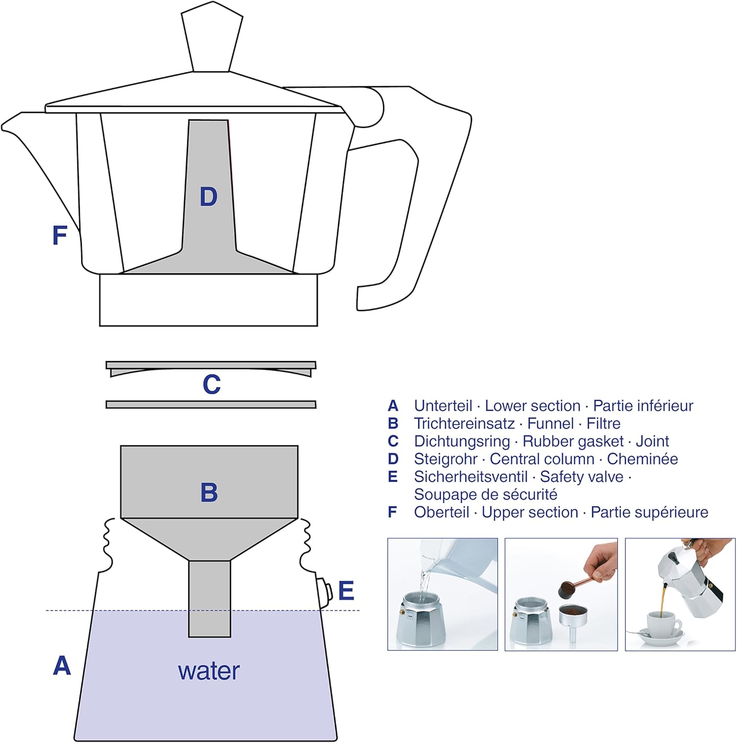 Kela "Italia Espresso Maker, Aluminium, Silver, 150 ml