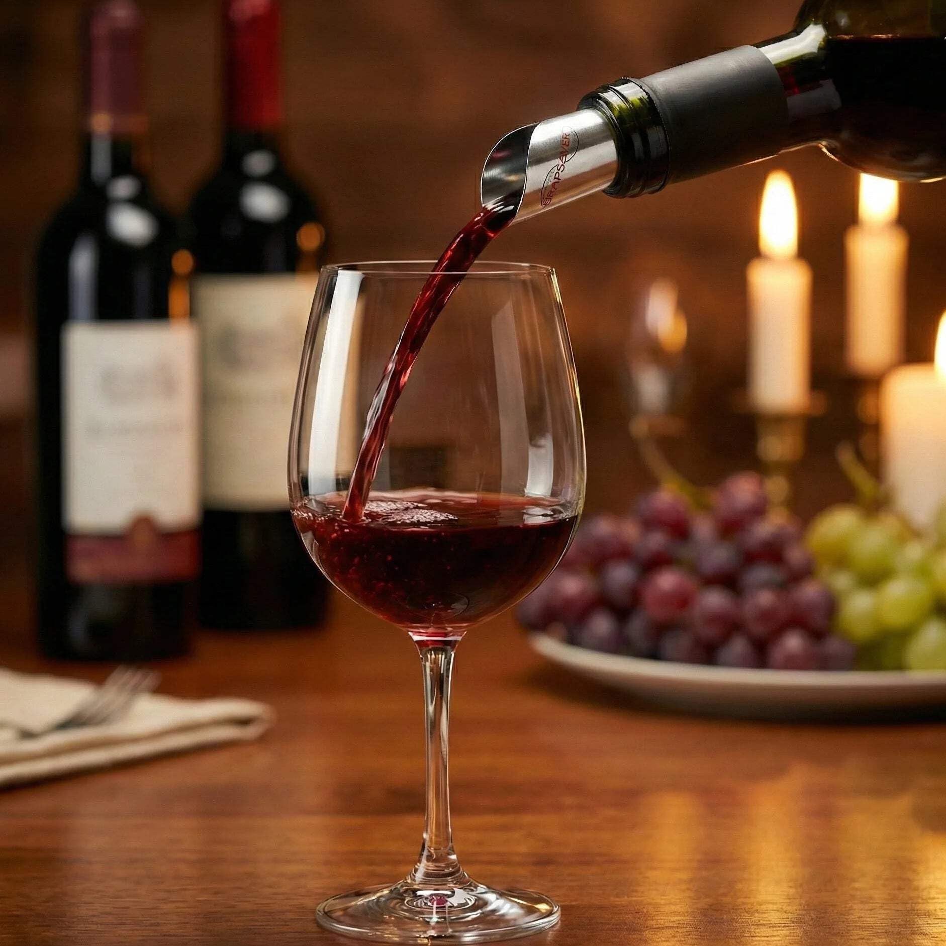 Vertedor de vino con plaquitas – Boquilla antigoteo para vino y champán – Reutilizable de película PET – Fabricado en Alemania – también como regalo de vino Gold 5