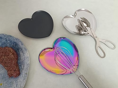 Miniatura 9 de Soporte para cuchara para la parte superior de la estufa, soporte para cuchara de acero inoxidable con gota de agua para encimera de cocina, soporte