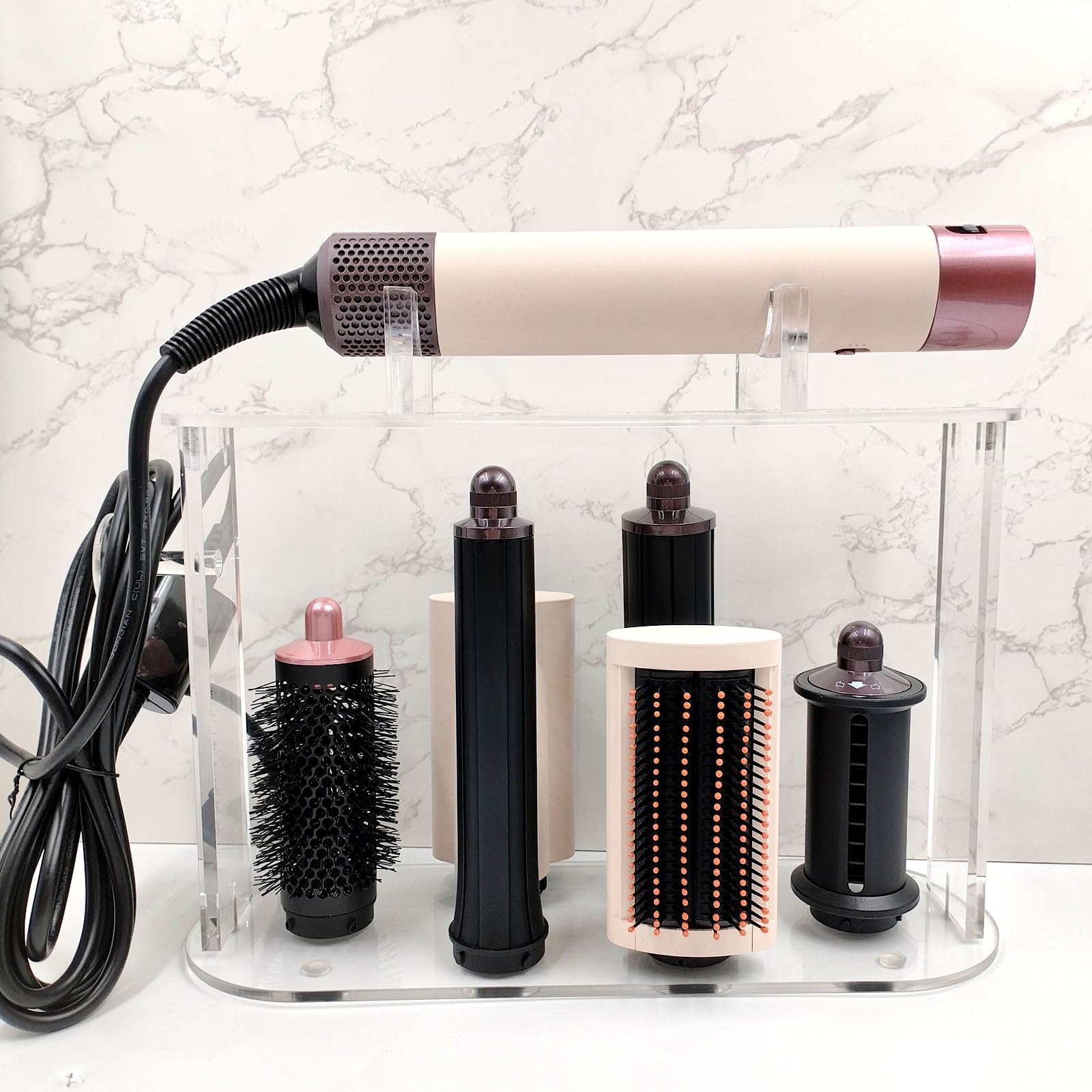 ACUDUDOMA Acrylic Storage Holder Storage Rack, 6 Holes Countertop Bracket Organizer Stand, Hair Tool Accessories for for Bathroom/Bedroom/Home