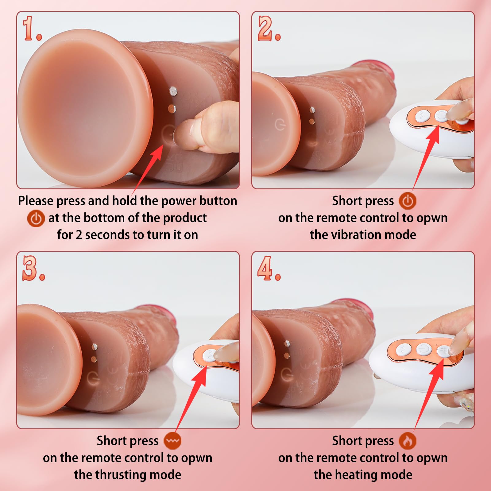 Sex Toys Thrusting Dildo Vibrator - Realistic Dildos Vibrators for G Spot - Anal Butt Plug with 9 High-Speed Thrusting & Vibrating & Suction Cup, Strapless Strap-On Dildo Adult Toy & Games for Men