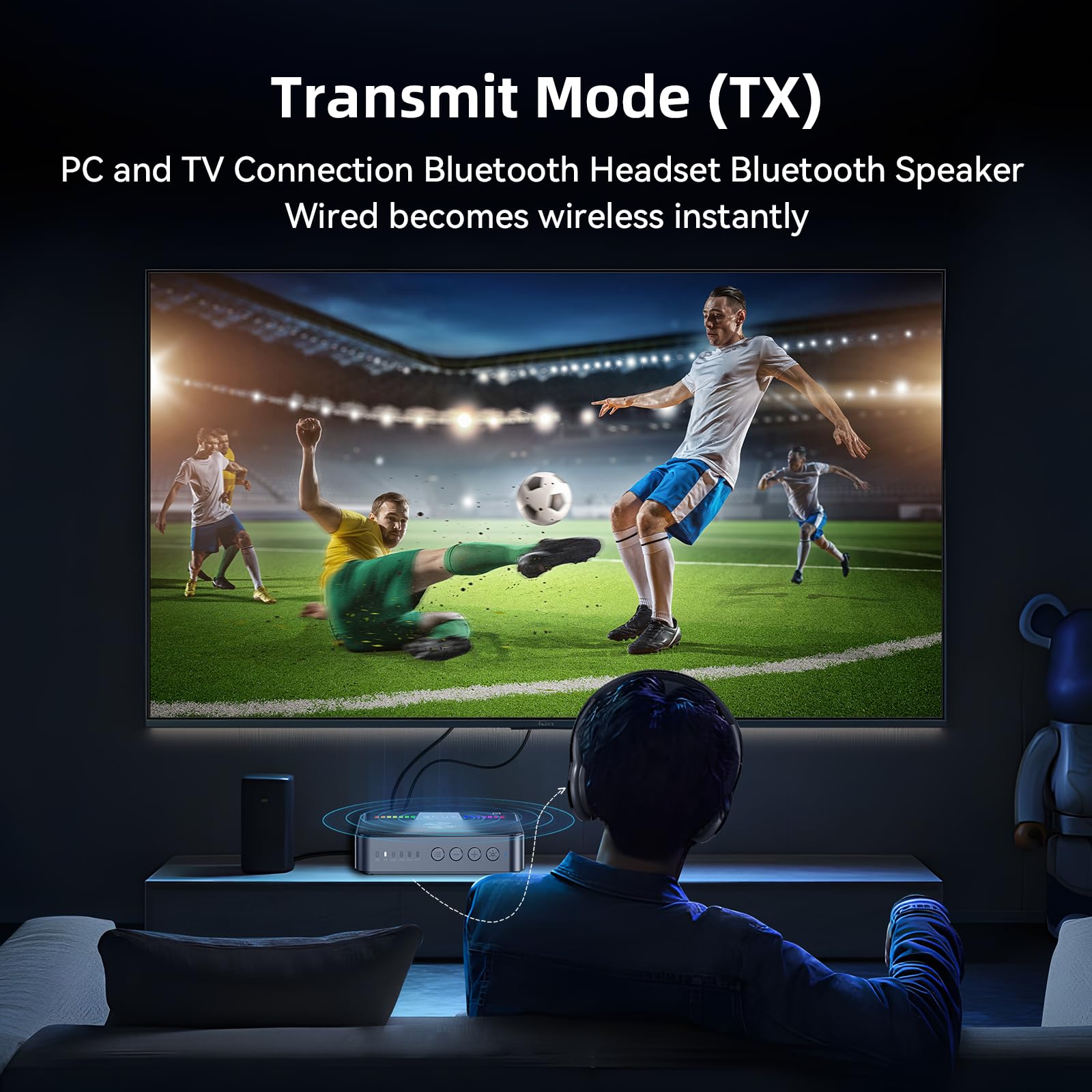 Transmisor receptor de audio M13 RGB Bluetooth 5.3, adaptador de audio Bluetooth para estéreo o altavoces de TV con pantalla, USB, RCA, AUX, DAC, coaxial, óptico