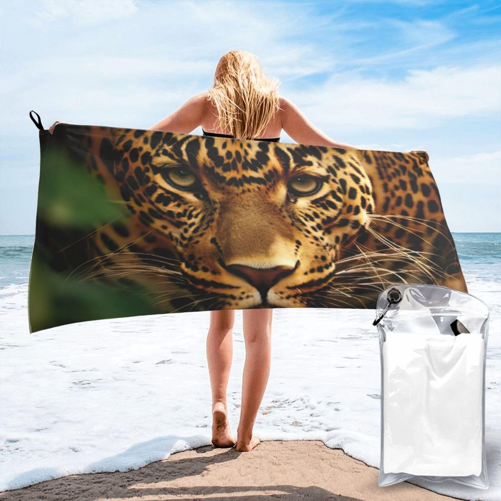 pojknbv Leopard Print Travel Gym Towel For Beach Camping Hiking Yoga Lightweight Reusable Versatility