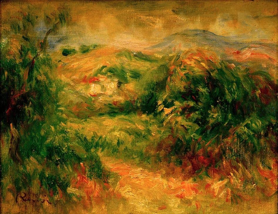 Toile moderne paysage de Cros-de-Cagnes par Pierre Auguste Renoir gravure et affiche d'art 60x90